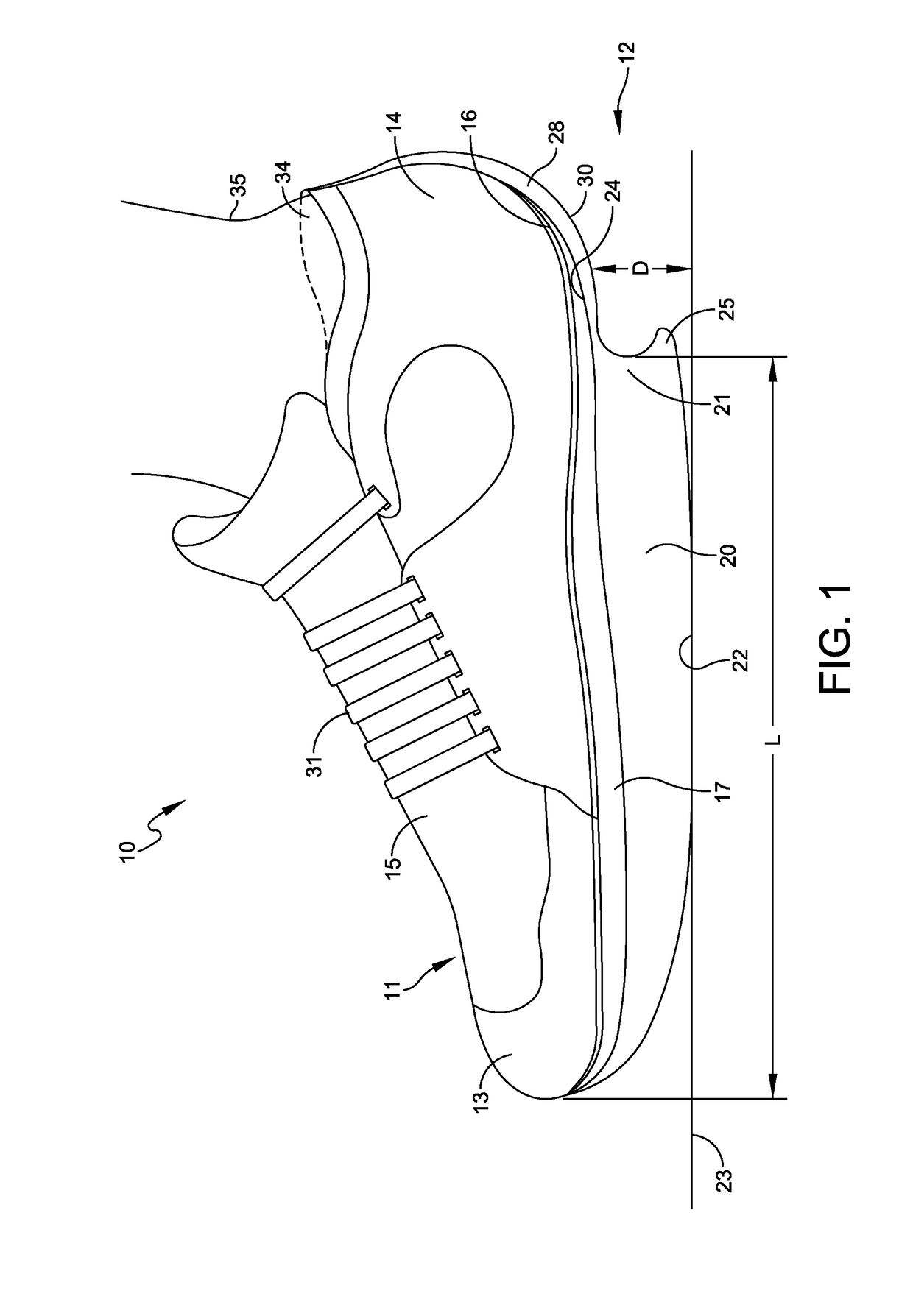 Heelless athletic shoe