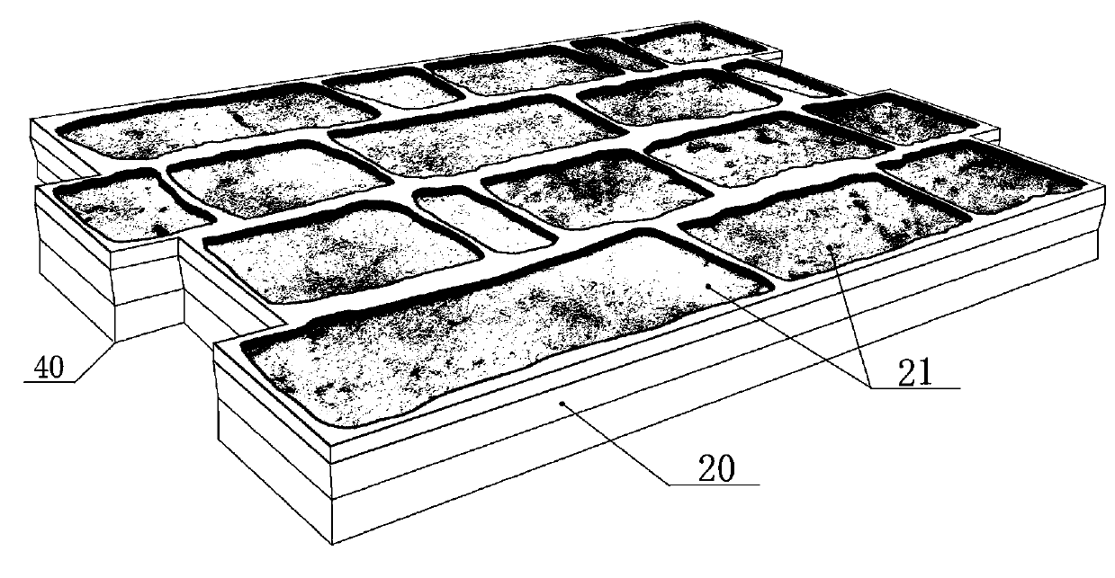 Corrugated curved-edge natural simulation facing tile manufacturing die