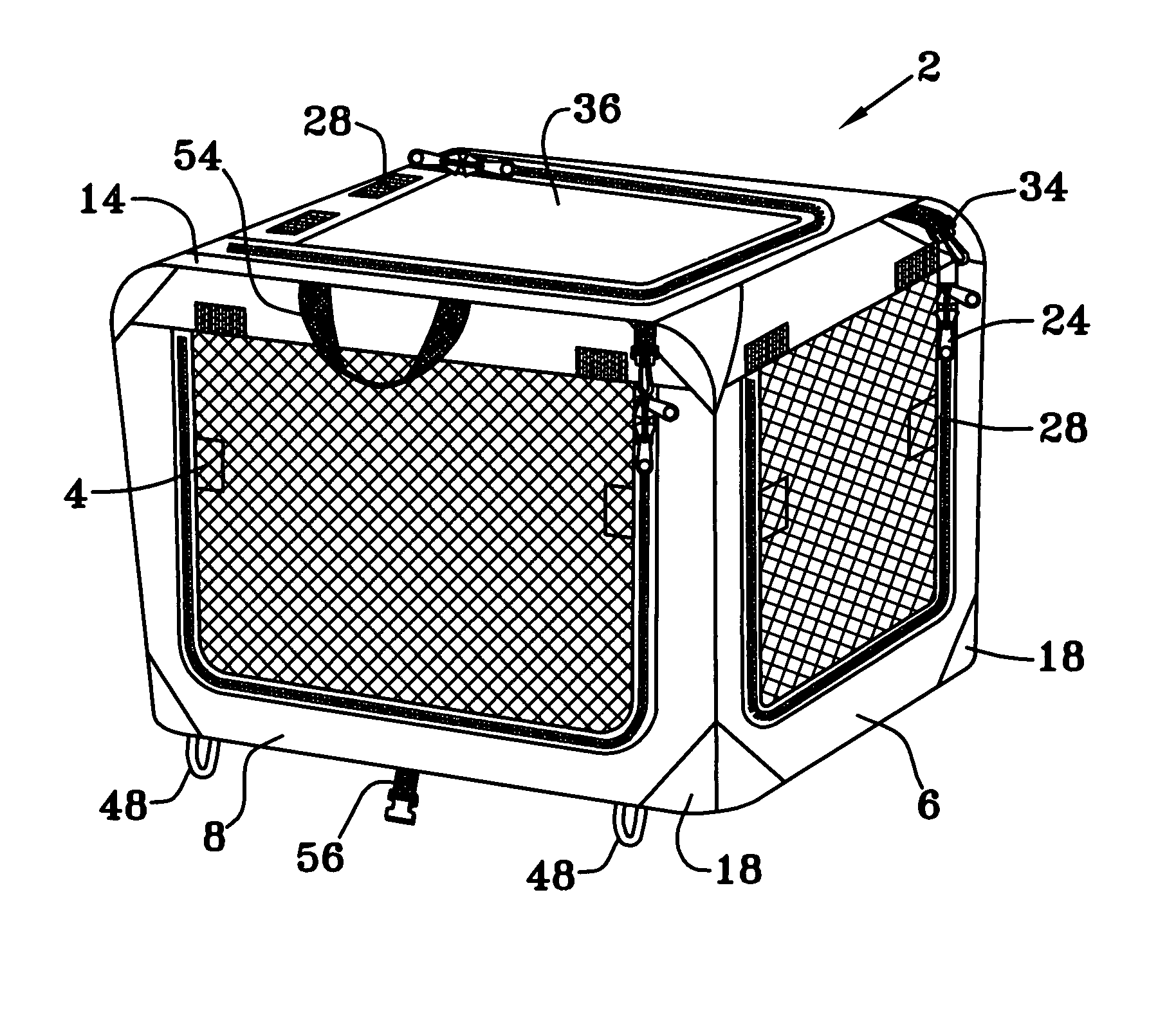 Self-tensioning, level folding, collapsible, pet enclosure and carrier