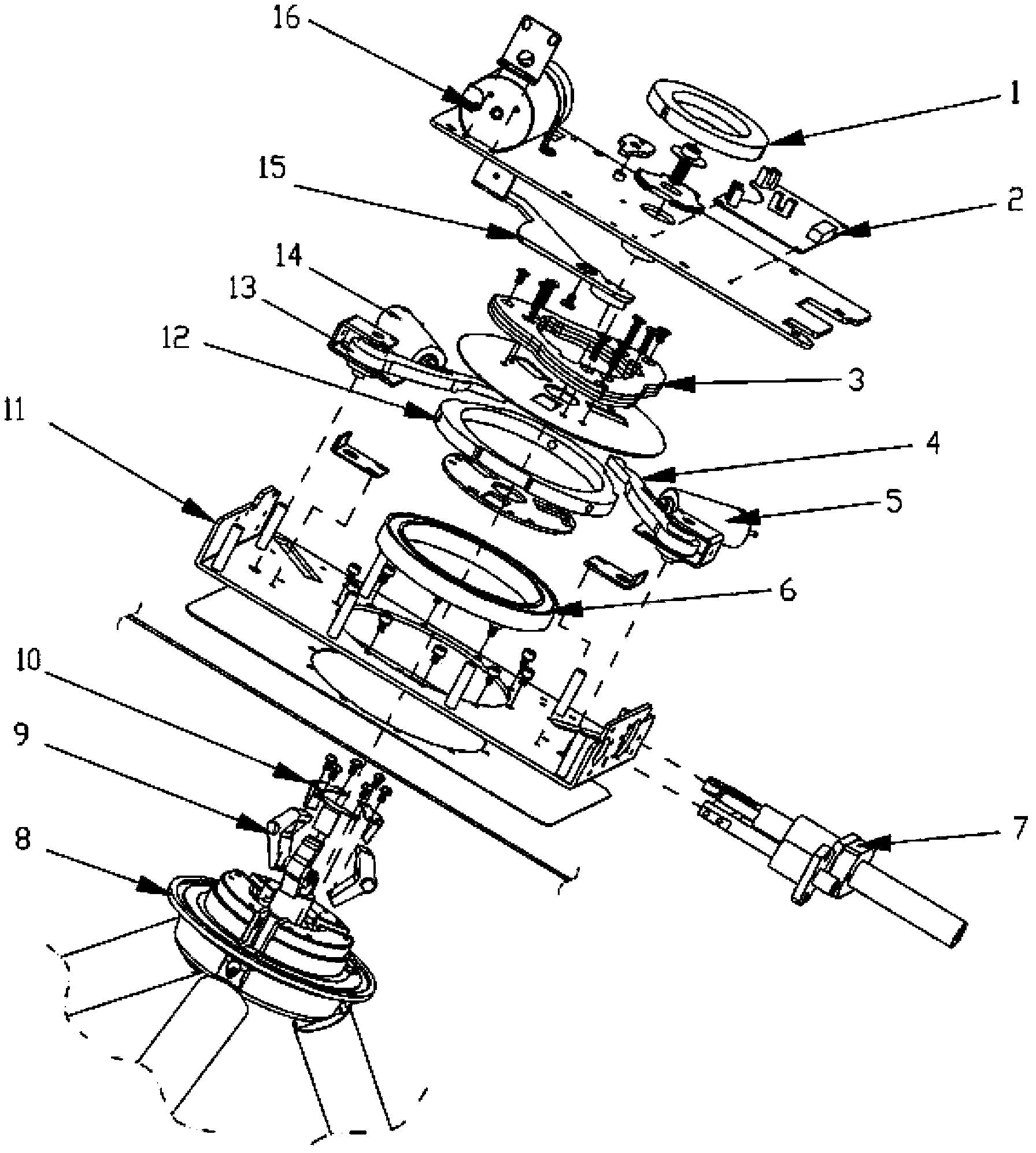 Three-roller gate movement and three-roller gate running method applying three-roller gate movement