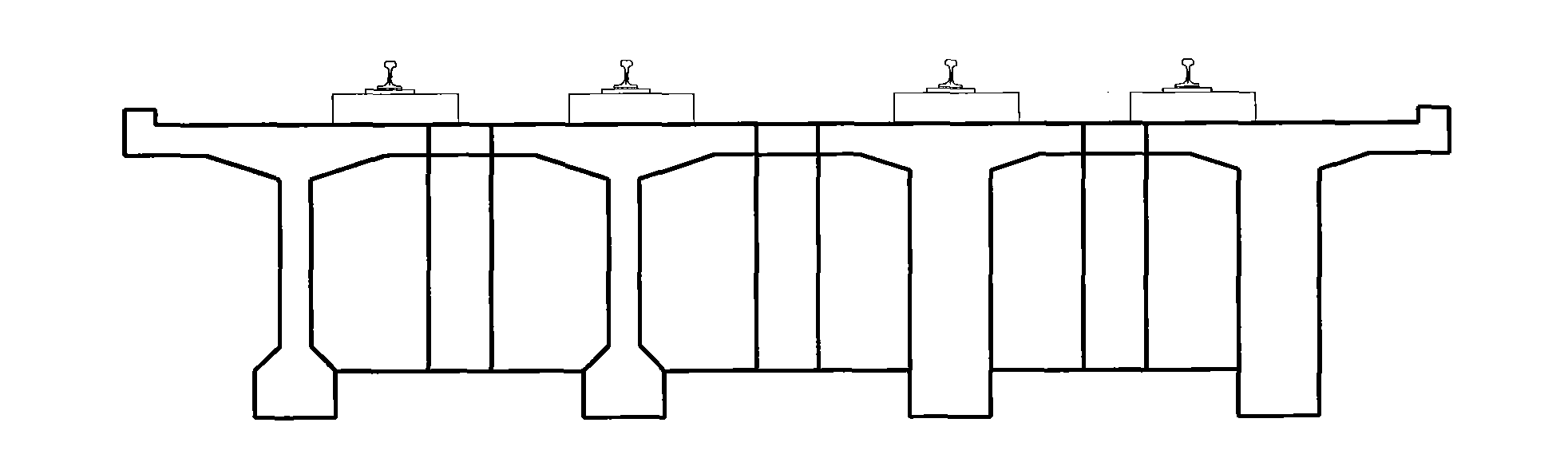 Prestressed concrete three-web trough girder