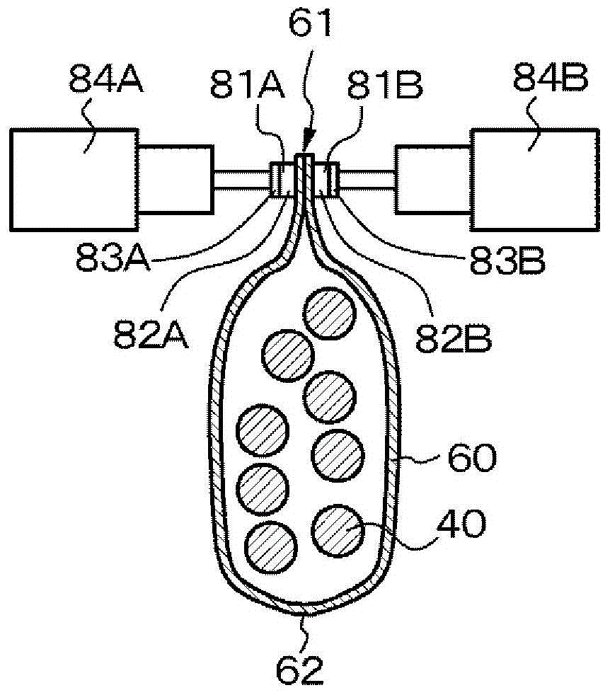 Packaging method for granular substance and device for packaging granular substance