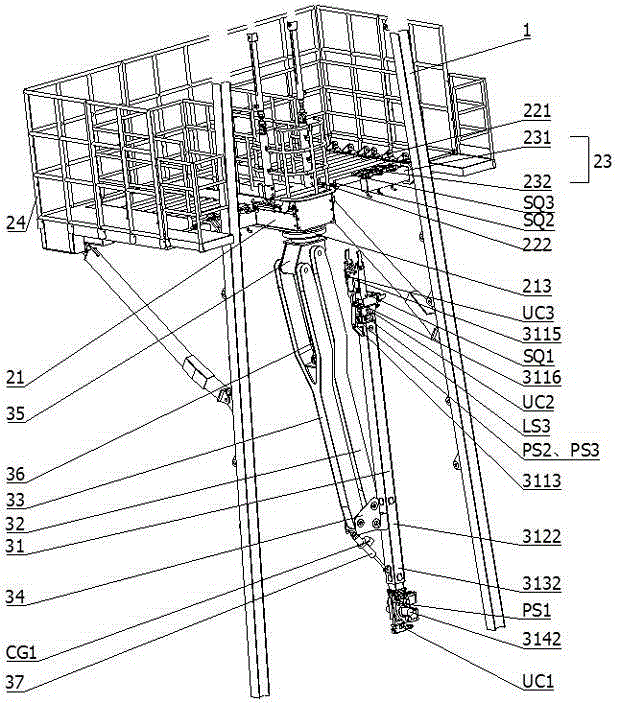 Processing device for racking platform three-joint unit and control system of processing device