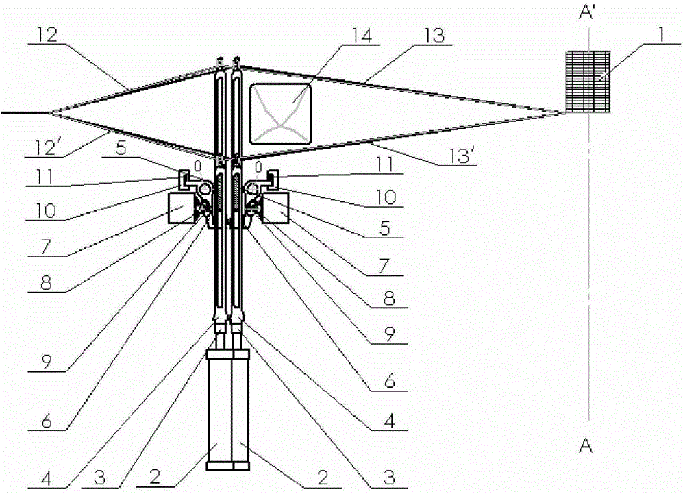 Circular weaving machine jacquard mechanism comprising air cylinders for lifting heald rods