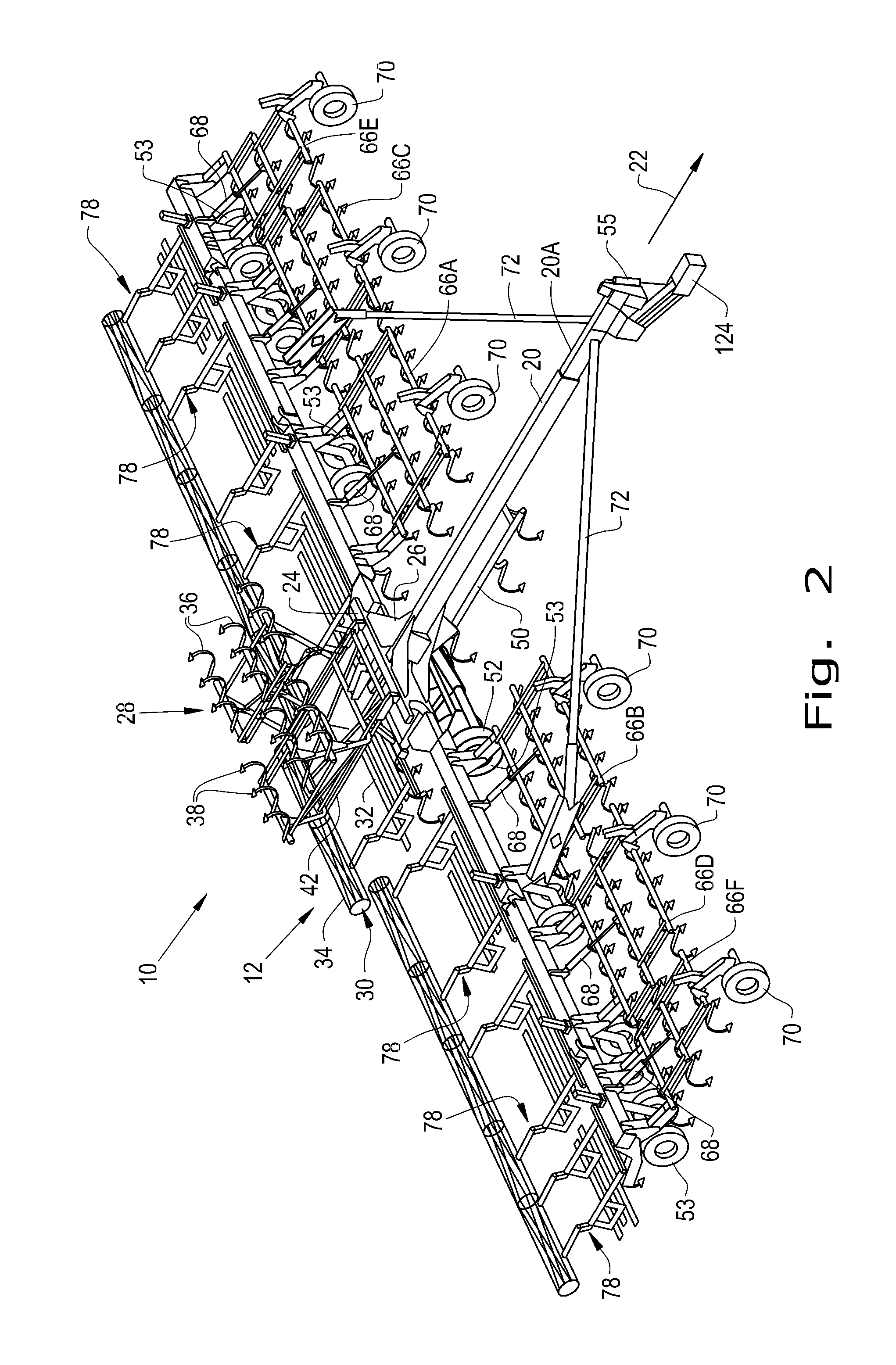 Folding sequence of entire agricultural tillage implement