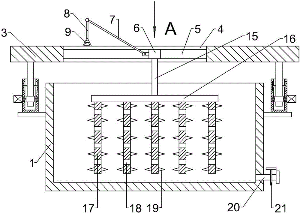 Flocculation tank for wastewater treatment based on rack and gear lifting principle