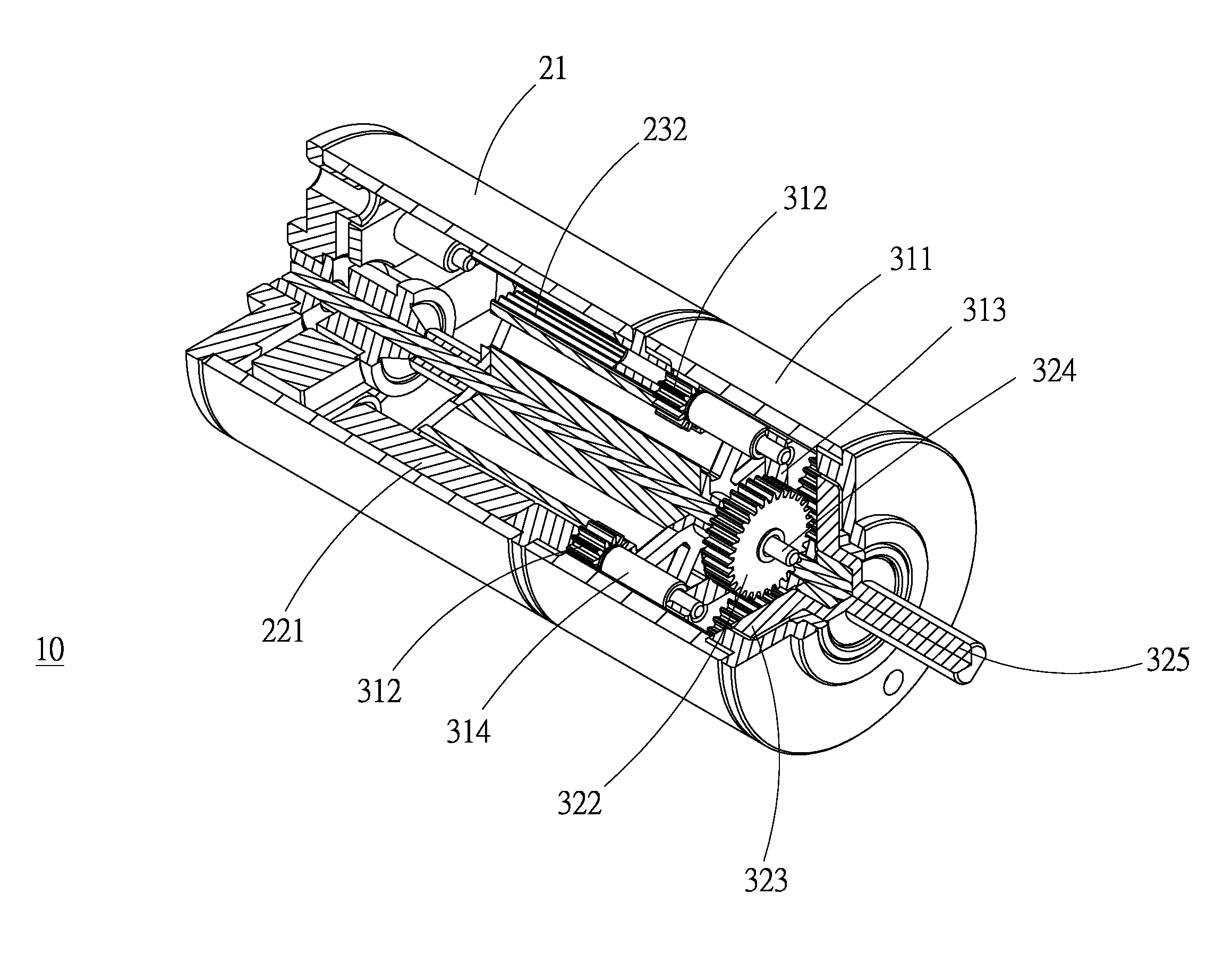 Brush DC motor with reduction mechanism