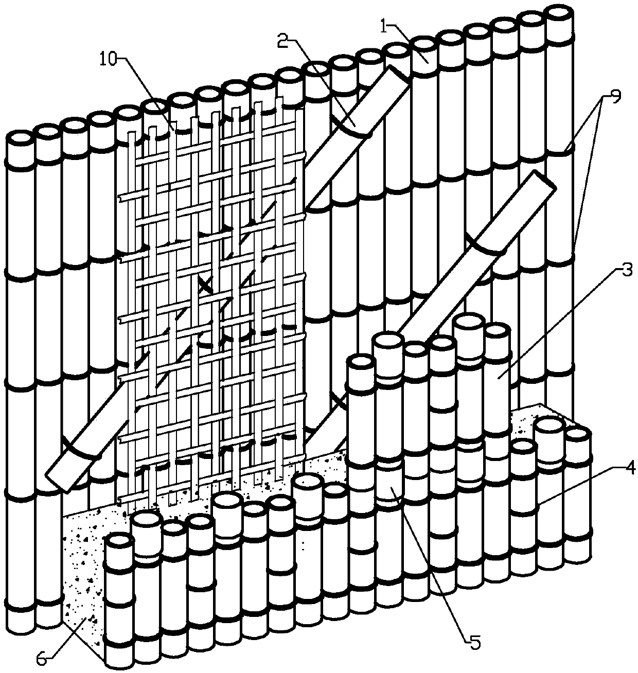 Flexible bamboo-formwork ecological and energy-saving wall and manufacturing method