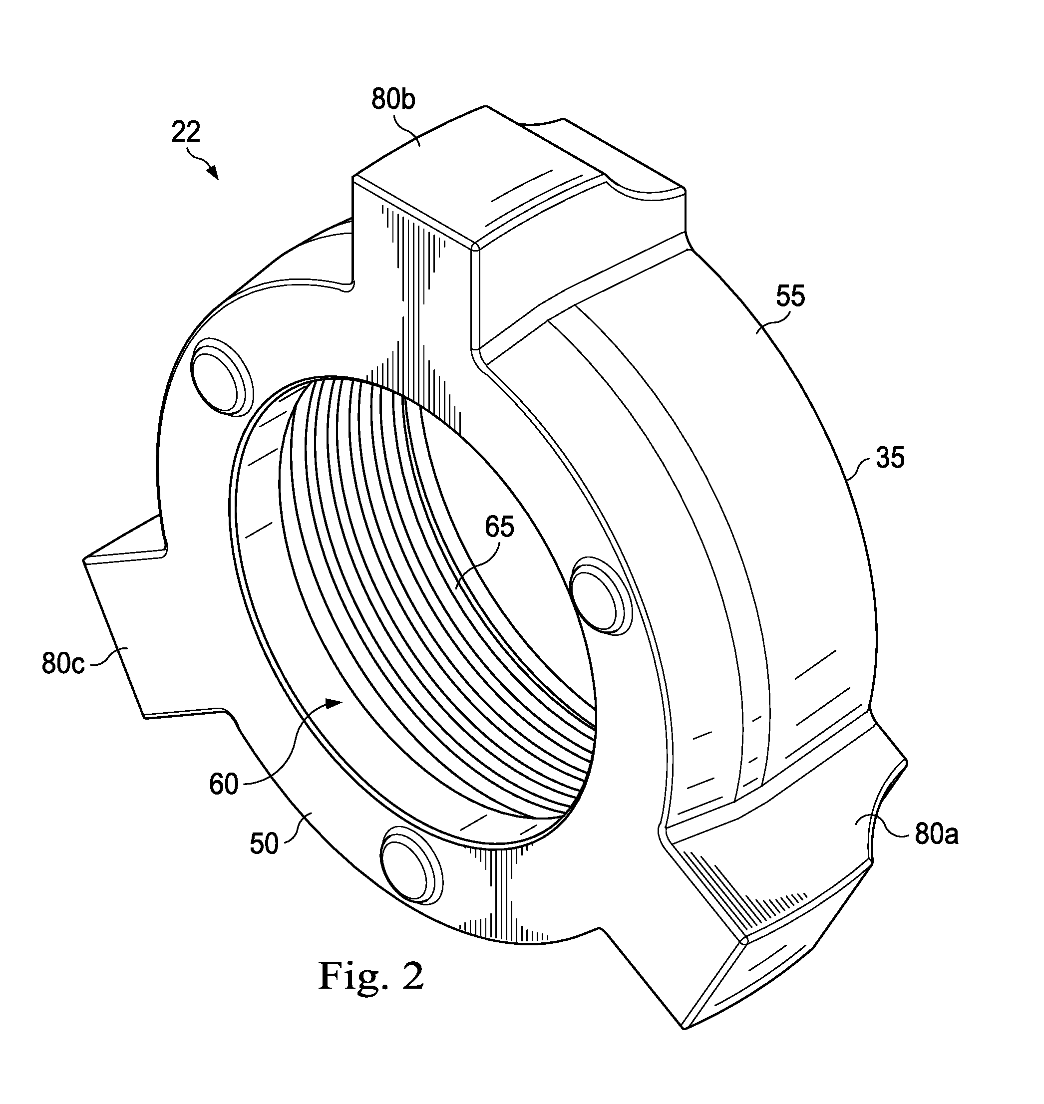 Full-root-radius-threaded wing nut having increased wall thickness