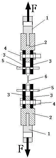 Direct tensile test jag of incompressible material