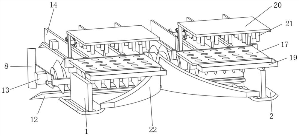 Snowfield layered turning and throwing device for remodeling and cleaning ski field slideway