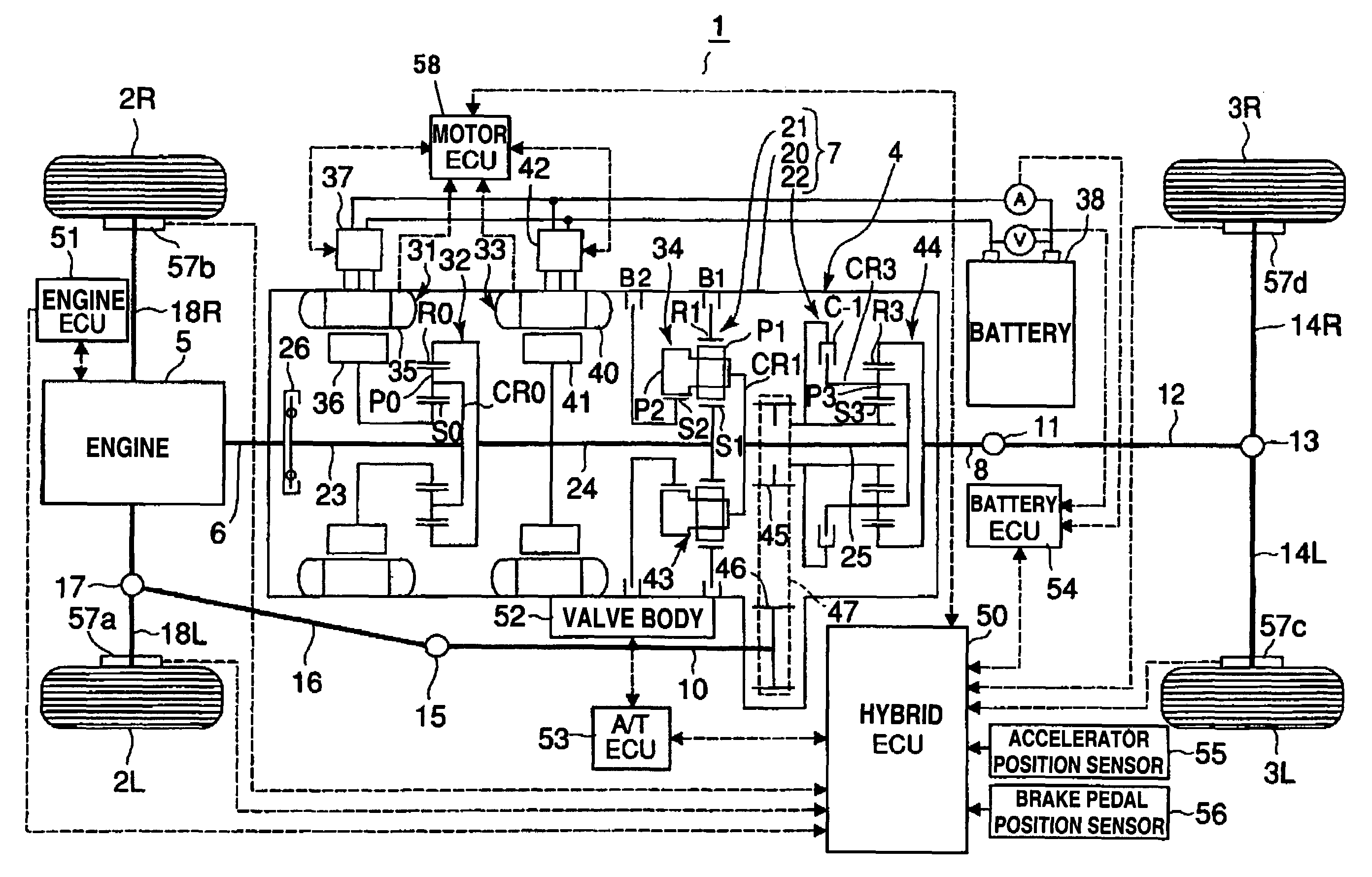 Hybrid drive unit and vehicle mounted therewith