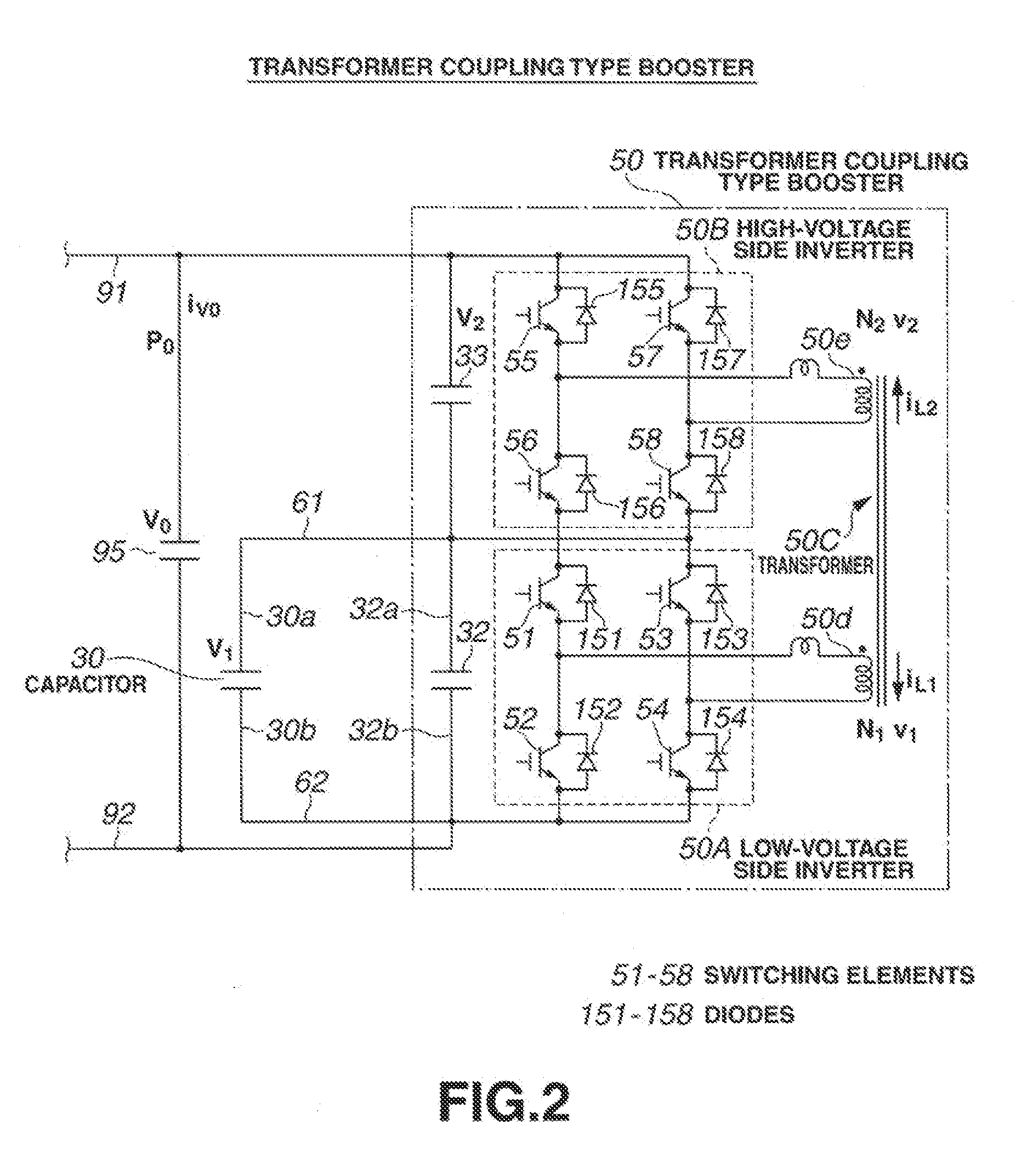 Control device of transformer coupling type booster