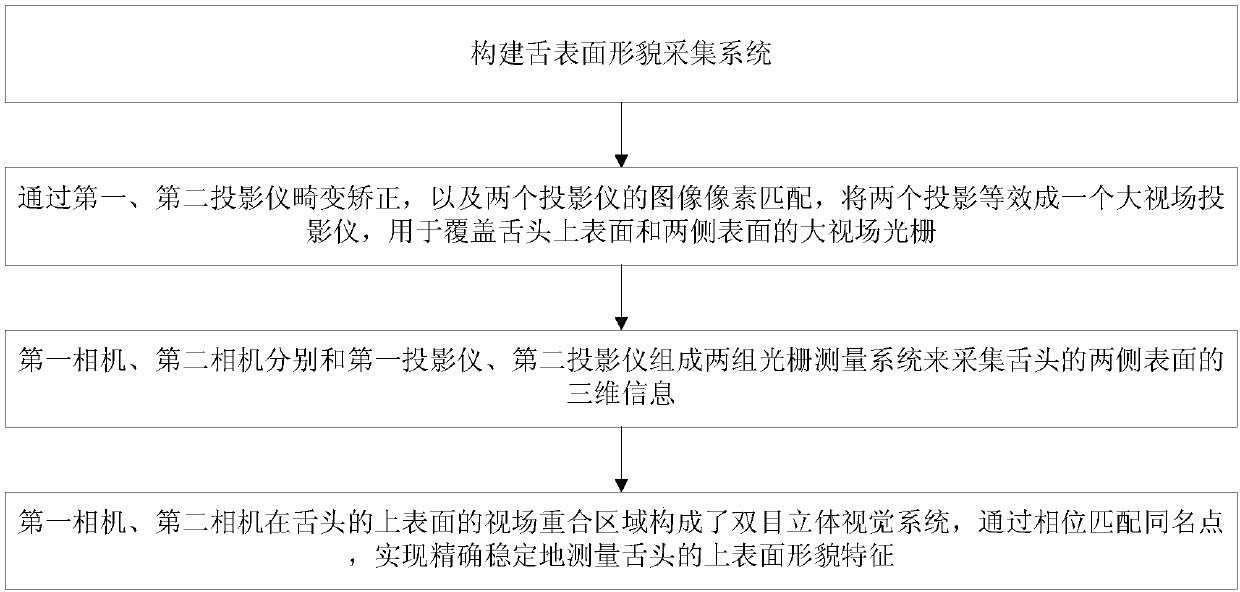 Multi-grating projection binocular vision tongue body surface three-dimensional integral imaging method