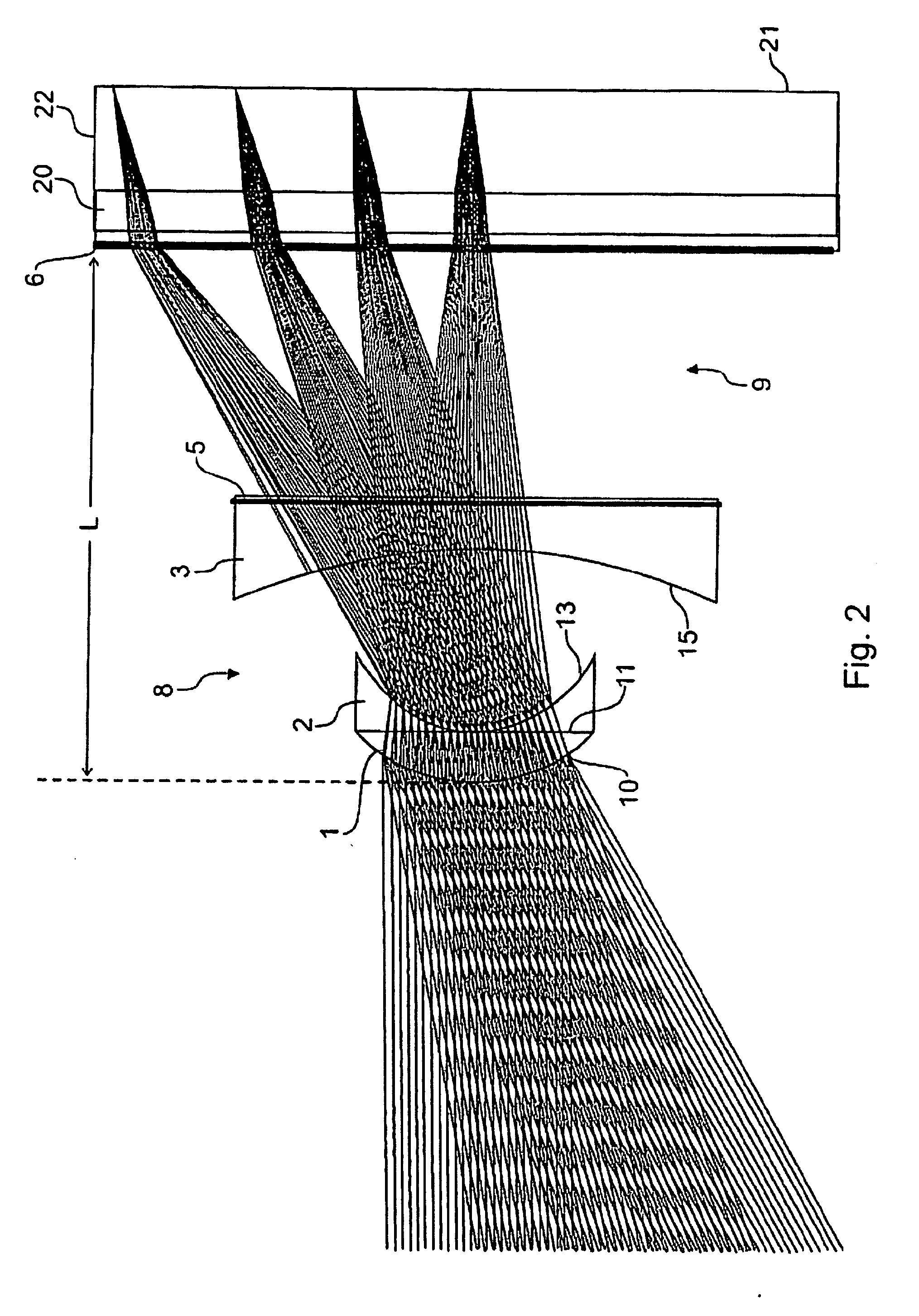 Compact lens for digital image acquisition and image acquisition device