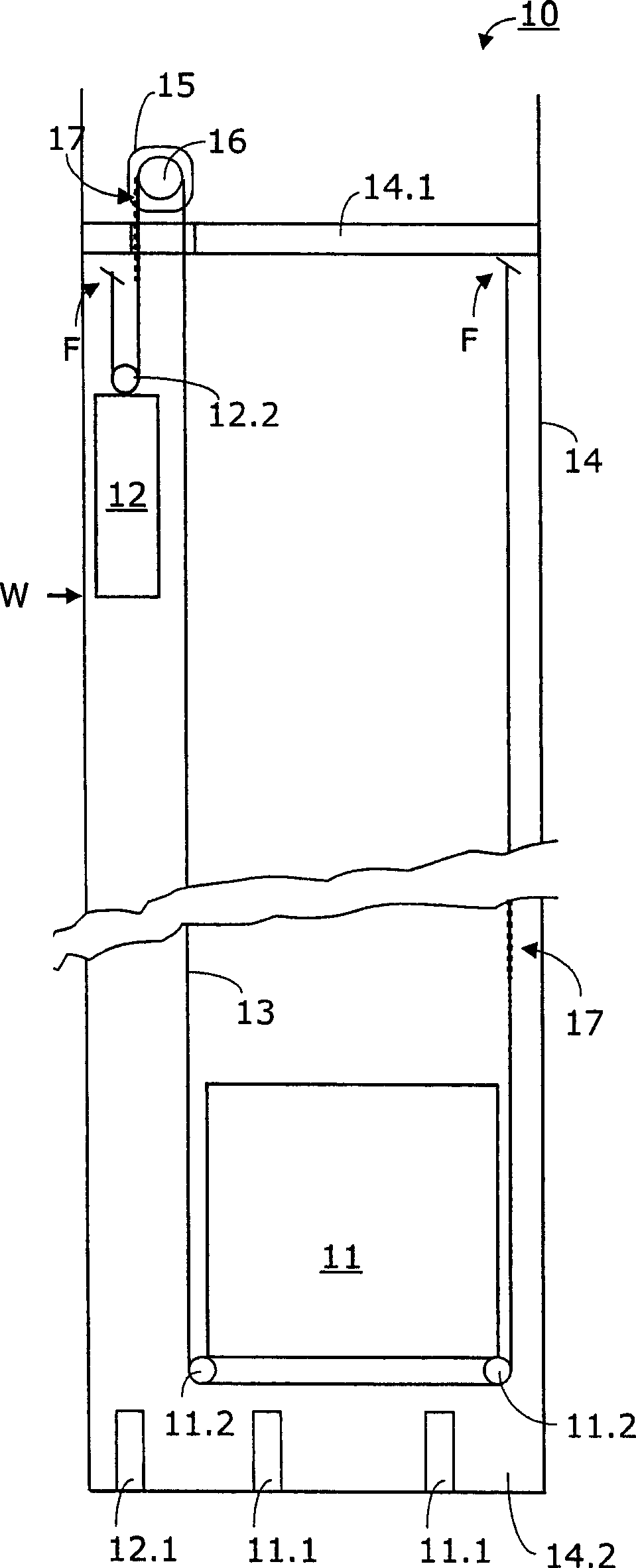 Installation with support means for driving an elevator car, and corresponding support means