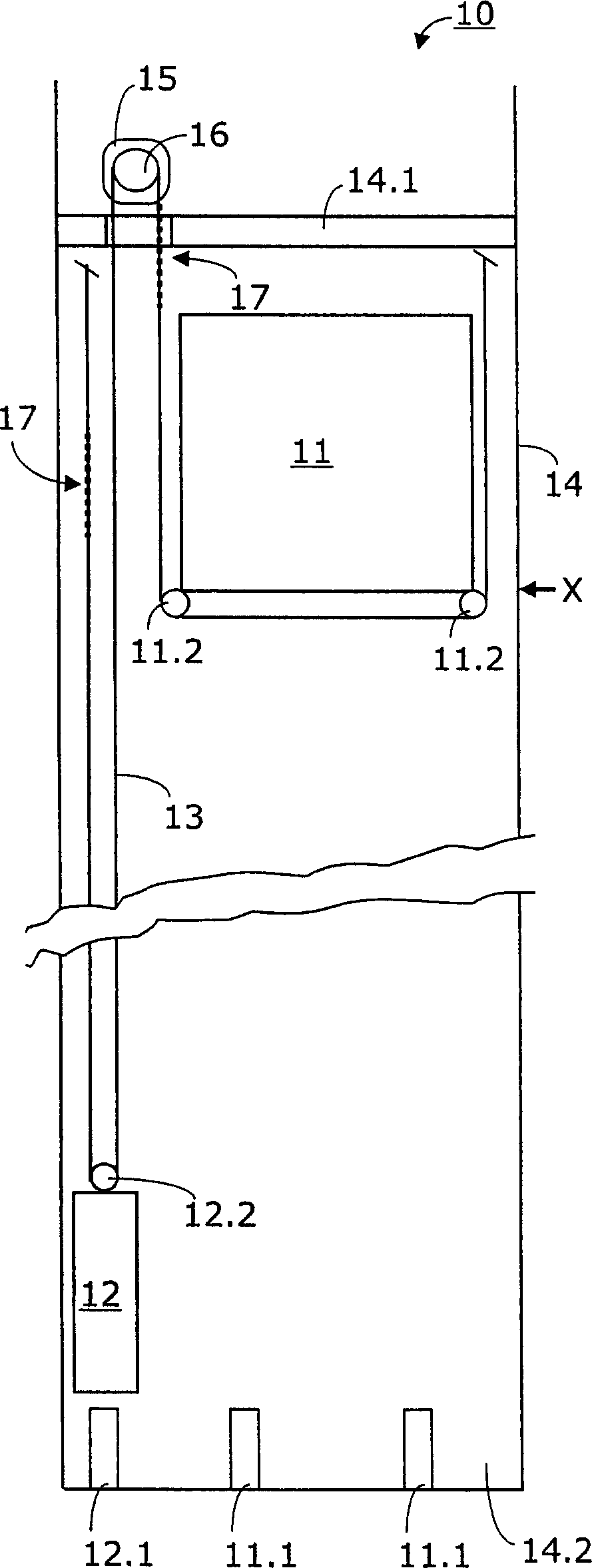 Installation with support means for driving an elevator car, and corresponding support means