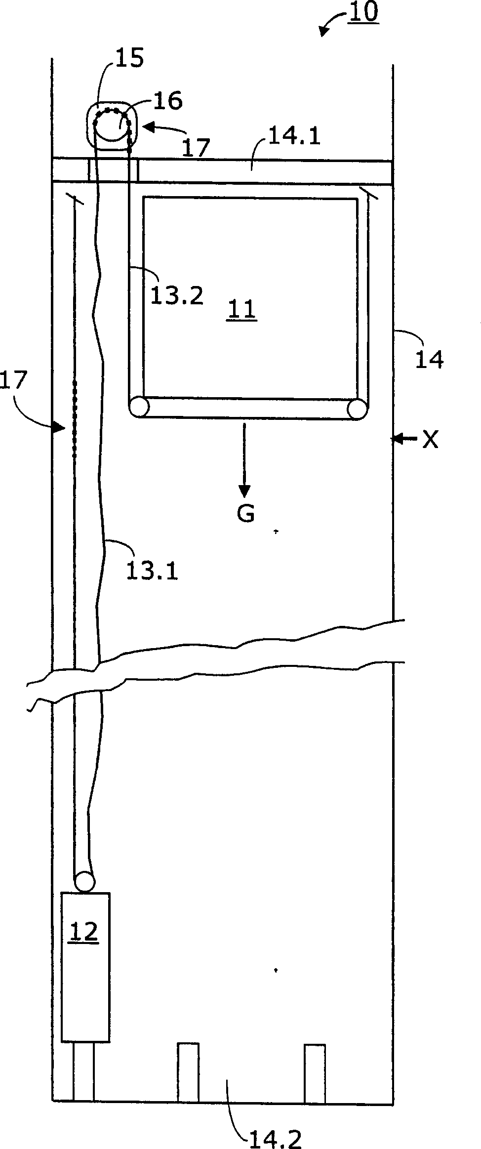 Installation with support means for driving an elevator car, and corresponding support means