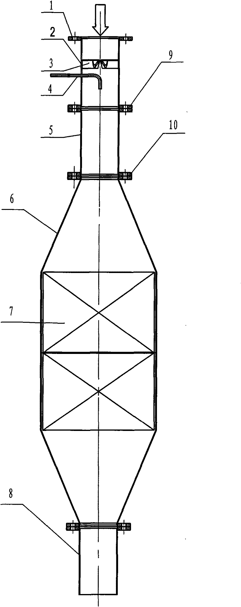 Static mixer for automobile exhaust duct