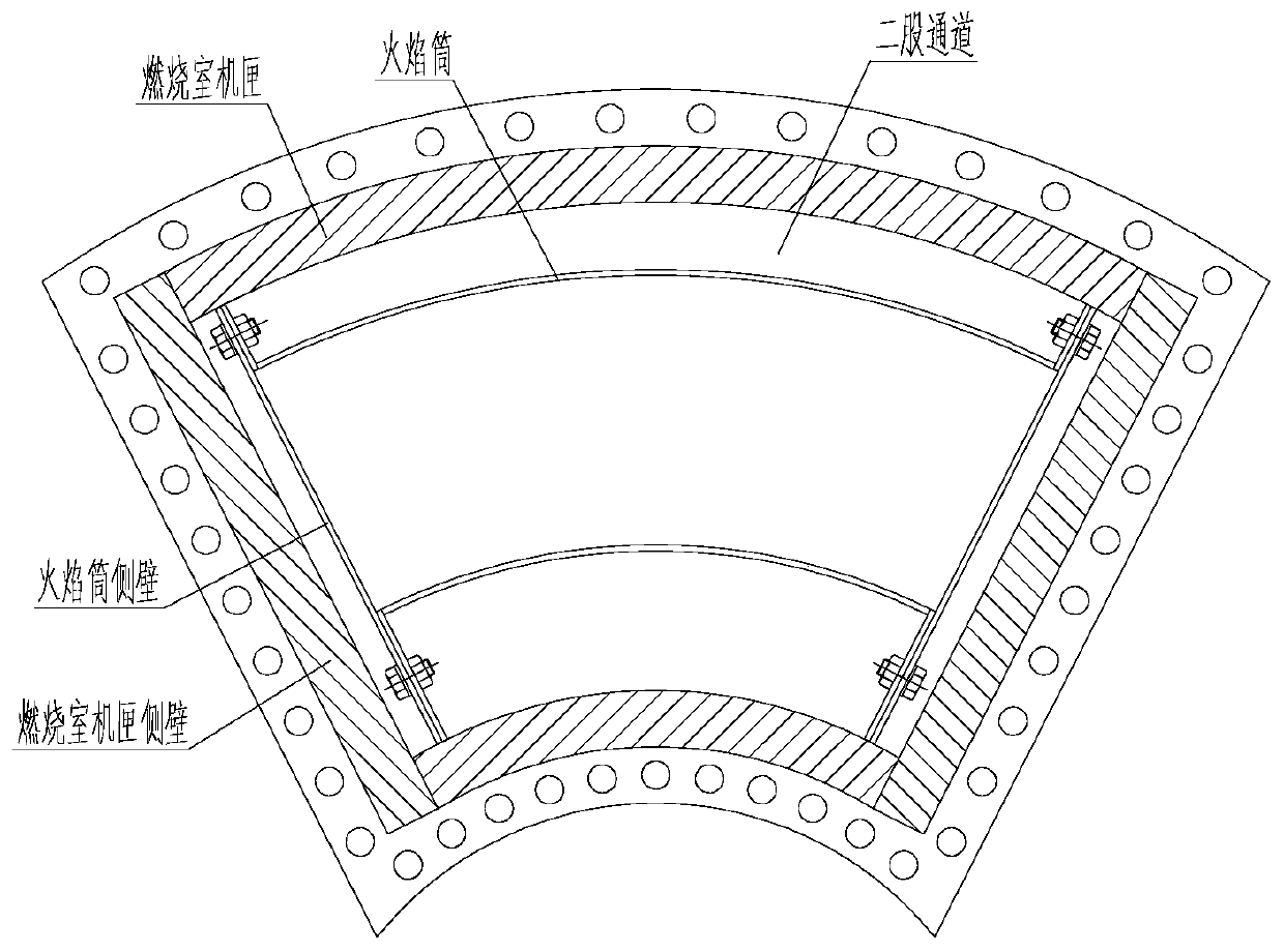 Fan-shaped test piece structure of high-pressure cabin type main combustion chamber