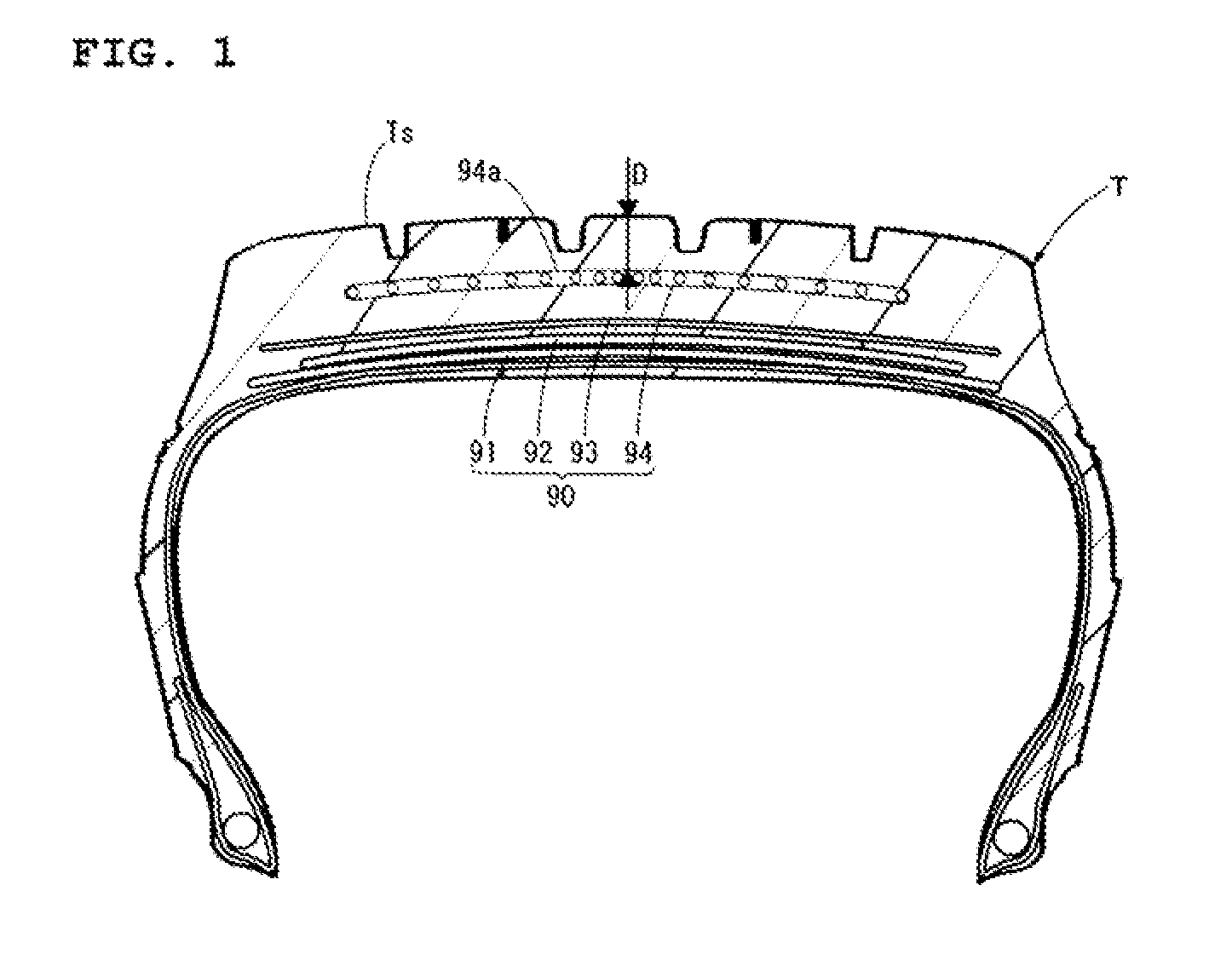 Tread thickness measuring method