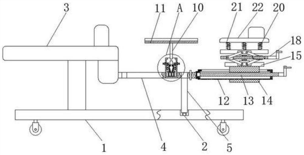 An operating room nursing device that achieves patient leg elevation