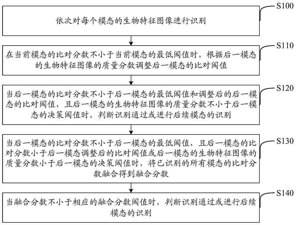 Biological characteristic multi-modal fusion identification method and device, storage medium and equipment