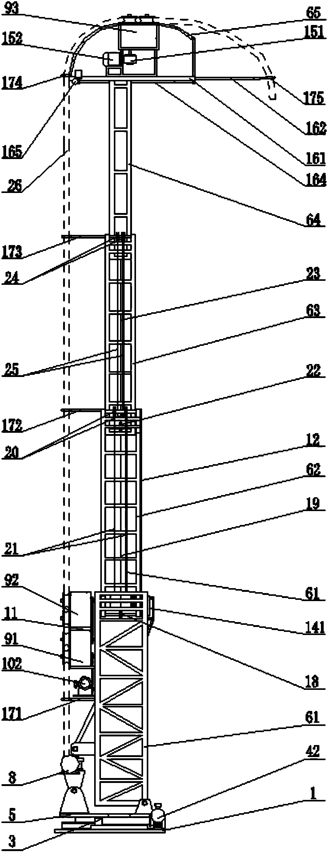 A low-voltage shore power cable lifting and conveying device