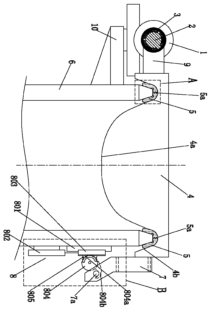 A feed door device for a tank-type food waste container dedicated to a vertical station