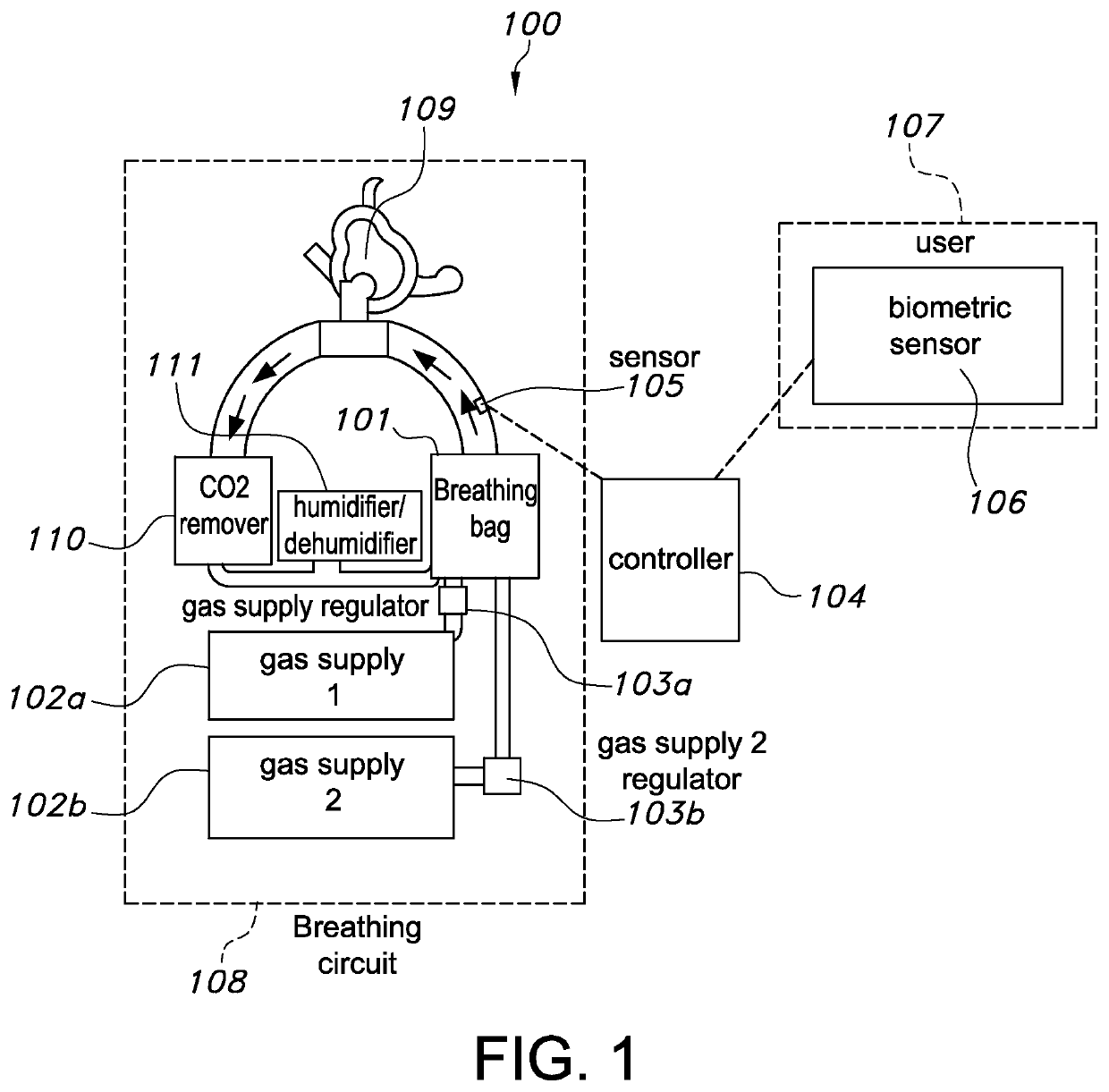 Home-based heliox system with carbon dioxide removal