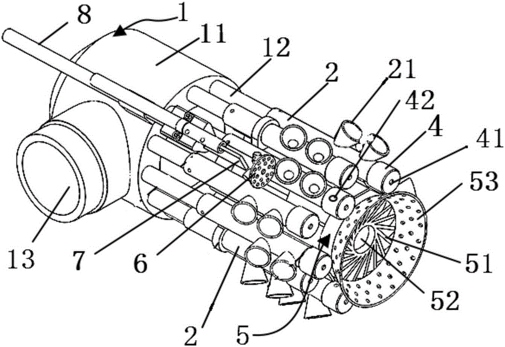 Grading fuel gas low-nitrogen burner