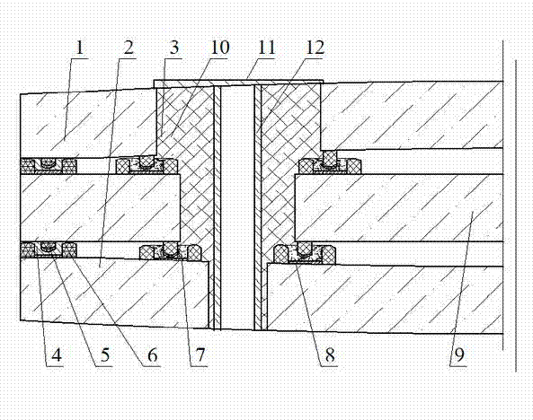 Metal-welded convex double-vacuum-layer glass provided with edges sealed by sealing strips and provided with mounting hole(s)