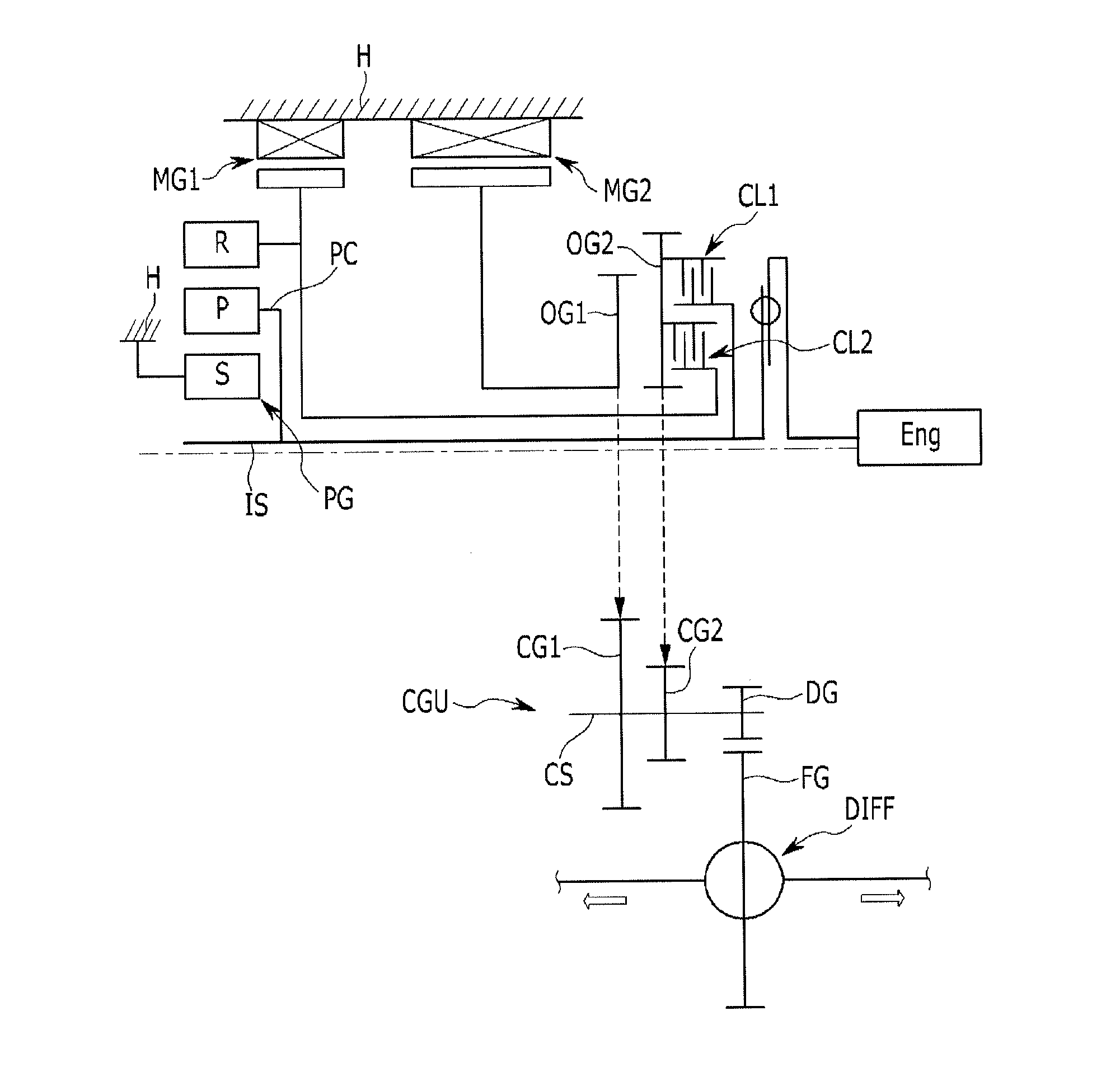 Transmission system of hybrid electric vehicle