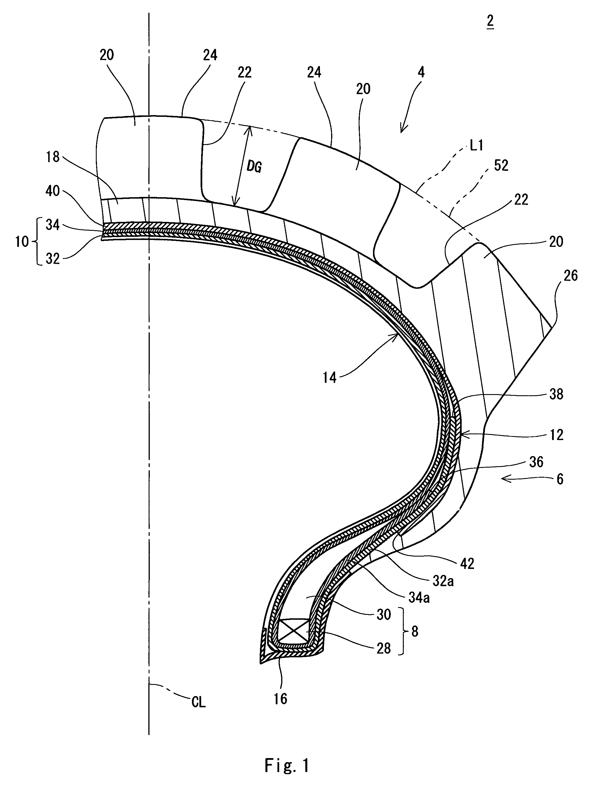 Motorcycle tire for off-road