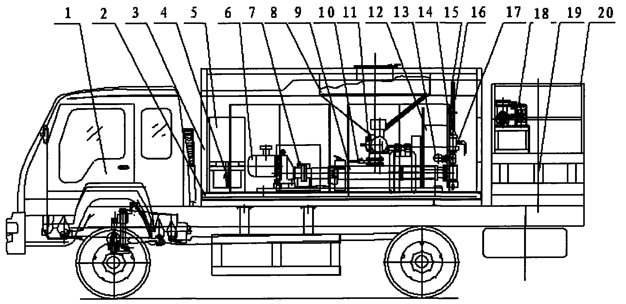 Underground in-situ emulsified explosive mixed charging vehicle