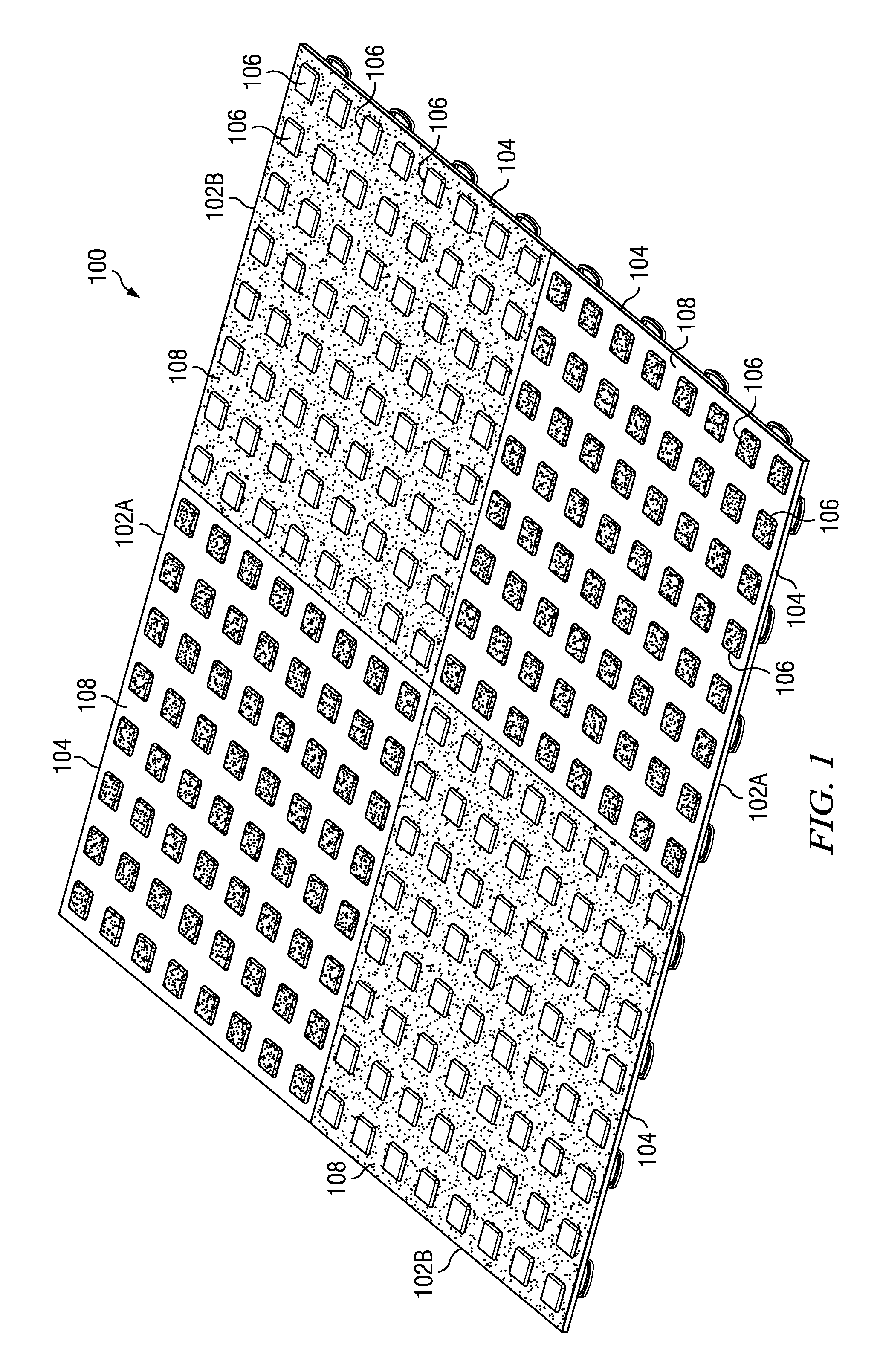 Two-shot injection molded floor tile with vent hole