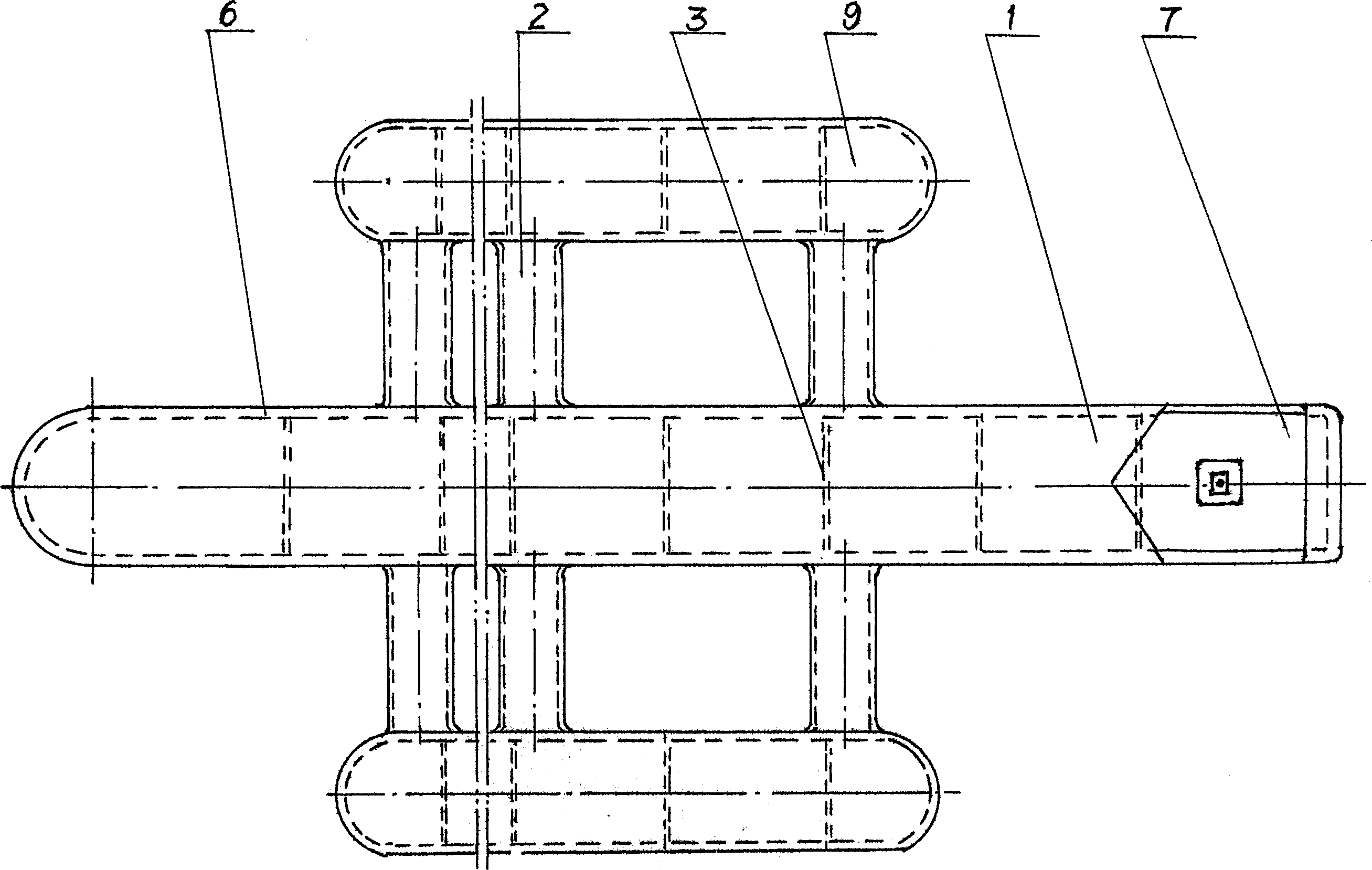 Three-hull mine sweeper with float structure