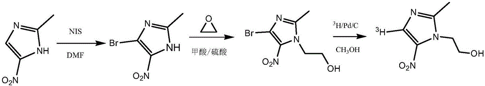 Tritiated metronidazole and preparation method thereof