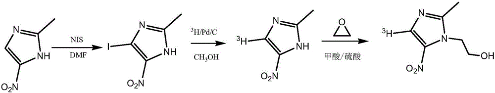 Tritiated metronidazole and preparation method thereof