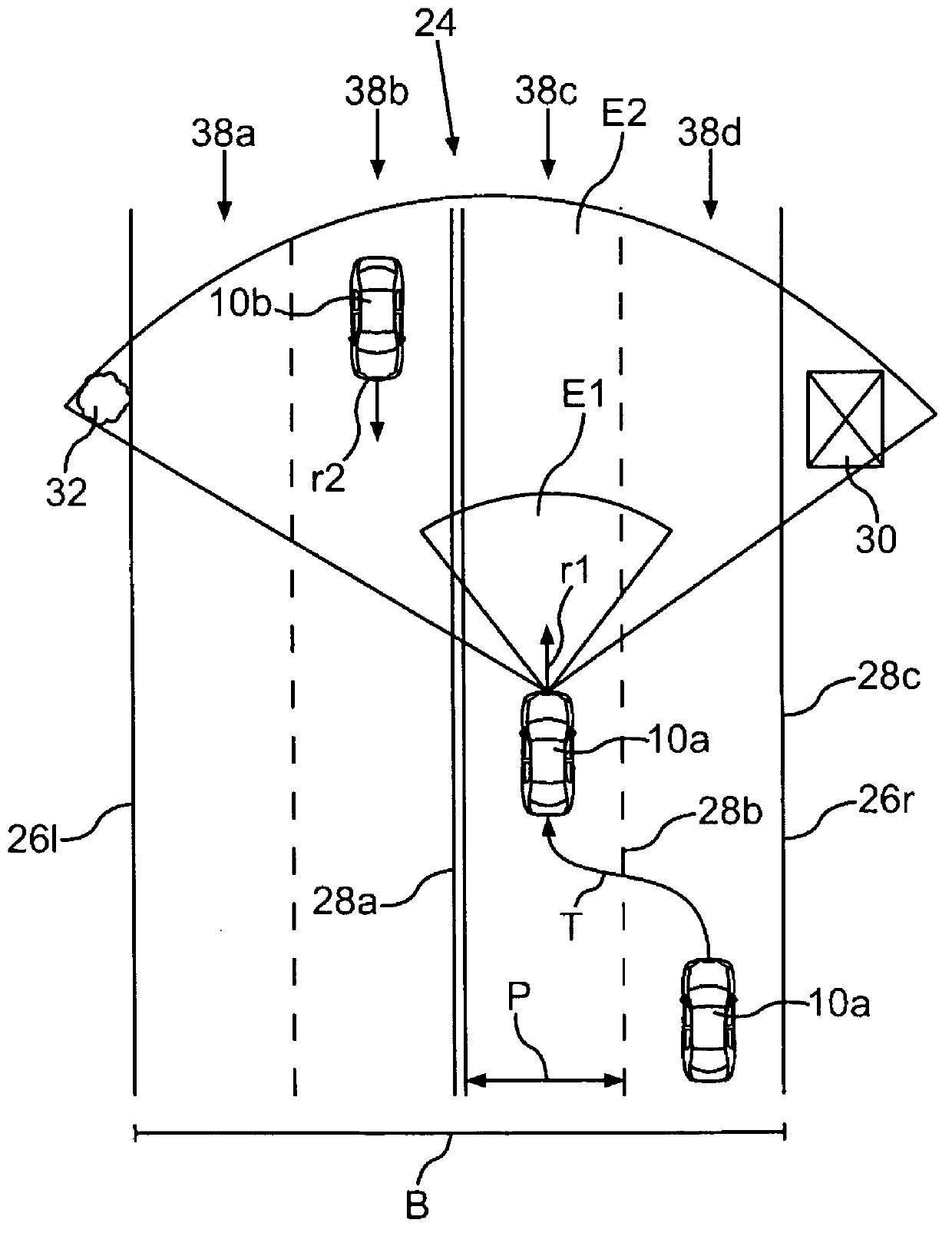 Method and device for determining the position of a vehicle on a carriageway and motor vehicle having such a device