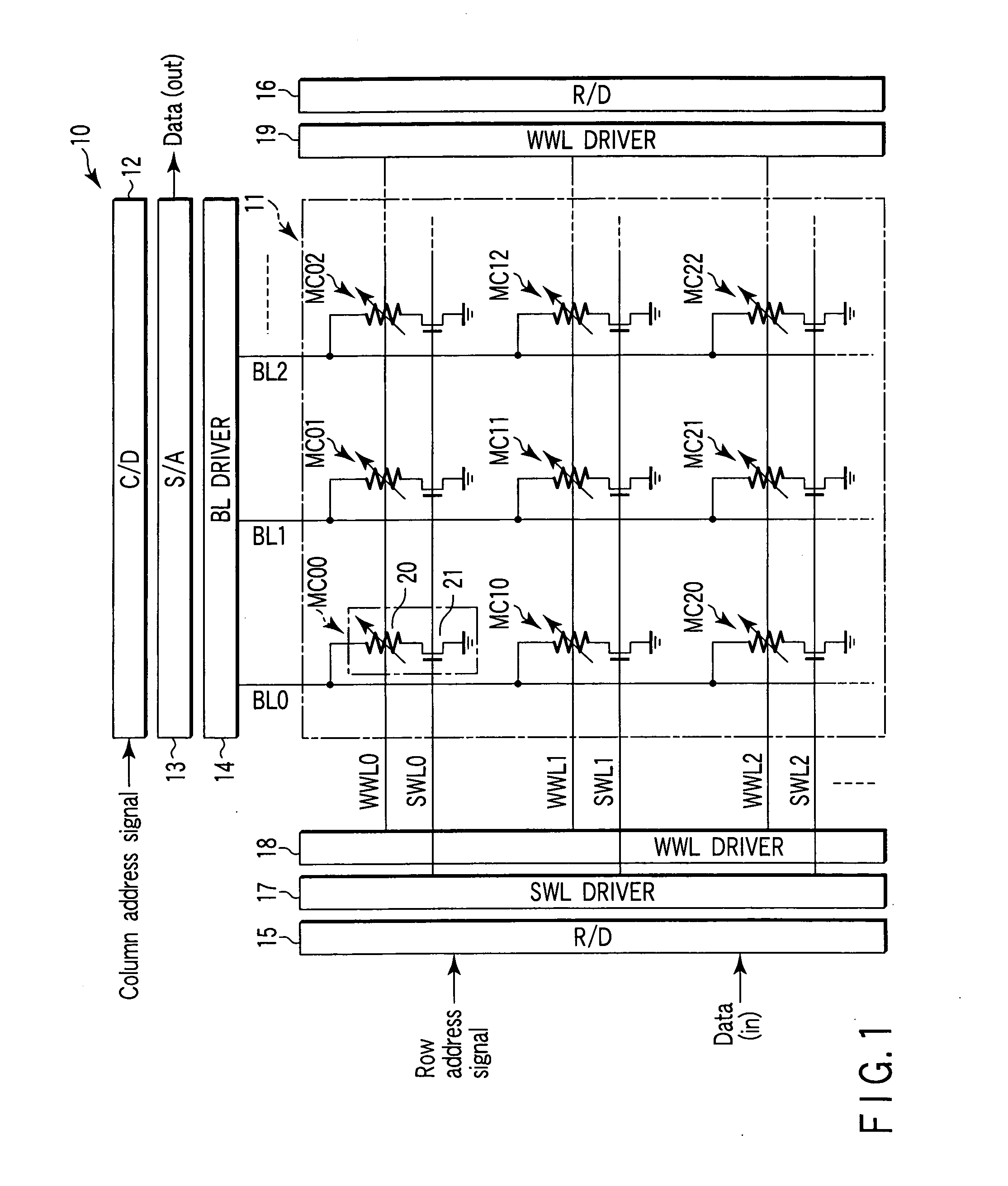 Semiconductor memory device with magnetoresistance elements and method of writing data into the same