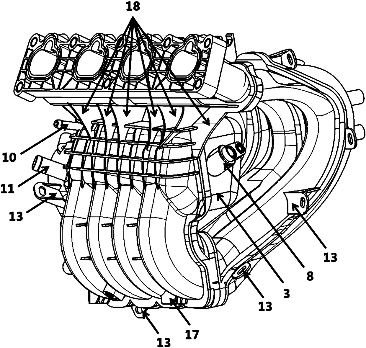 Plastic air intake manifold assembly for naturally aspirated engine