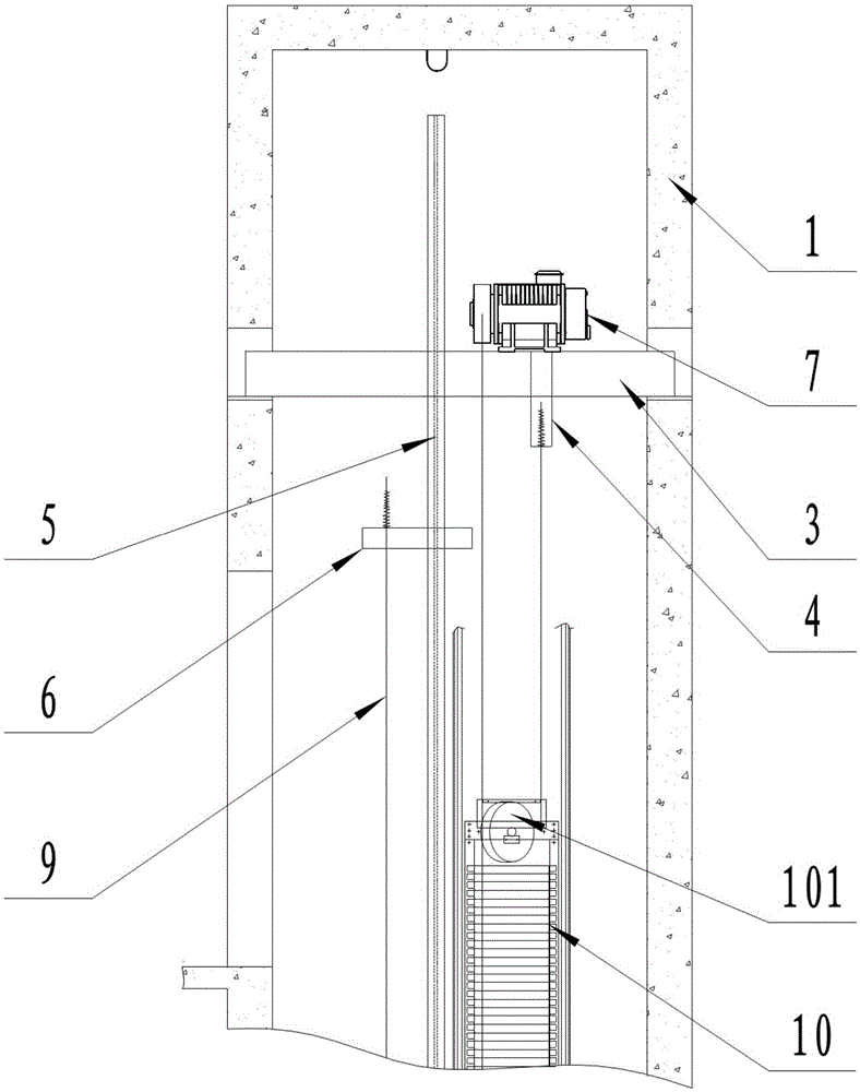 Arrangement structure of elevator without machine room