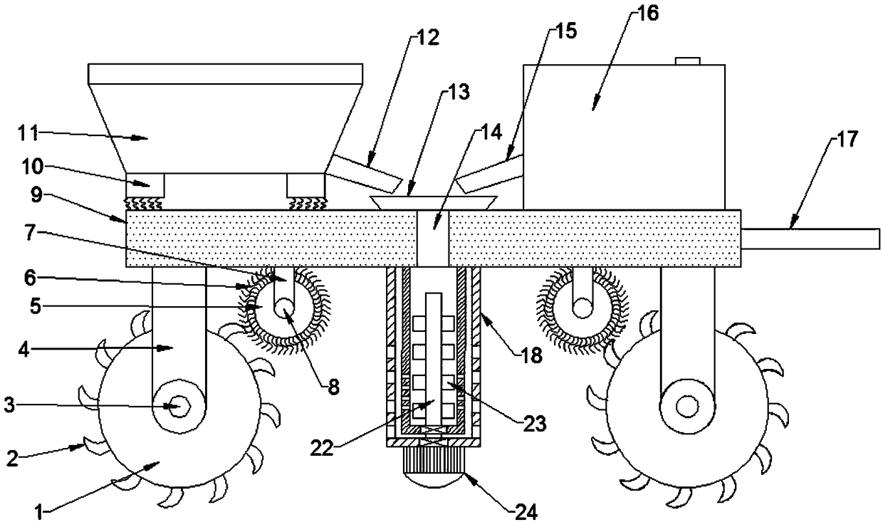 Self-mixing agent spreading vehicle for farmland soil treatment