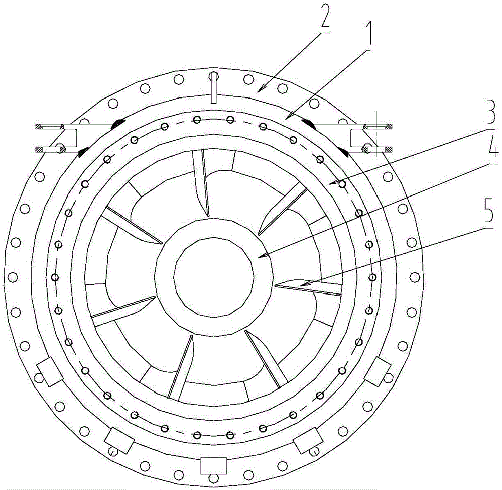 Supporting tool for guide vane nozzle in water-jet propulsion device and welding method