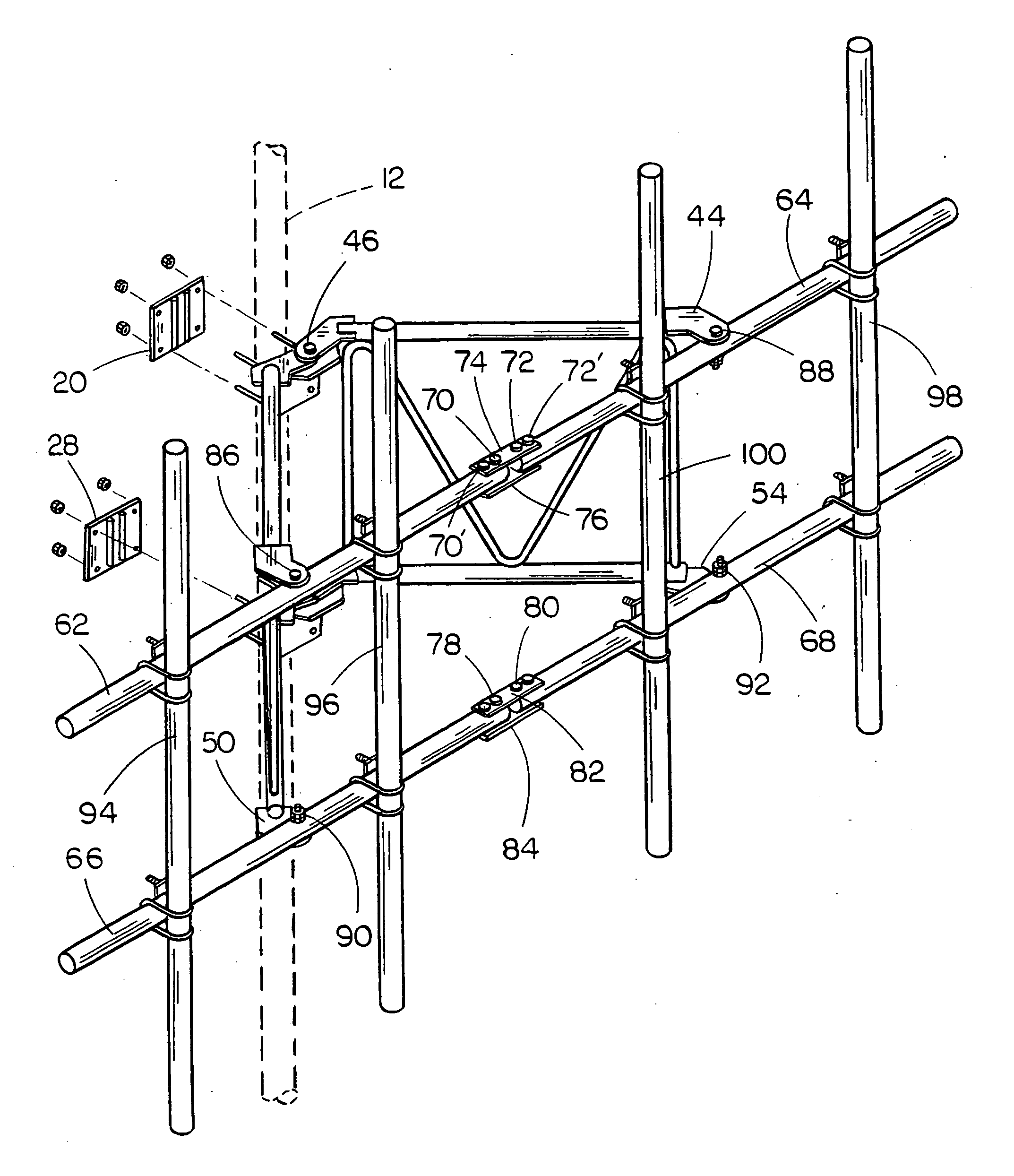 Folding frame for mounting an antenna