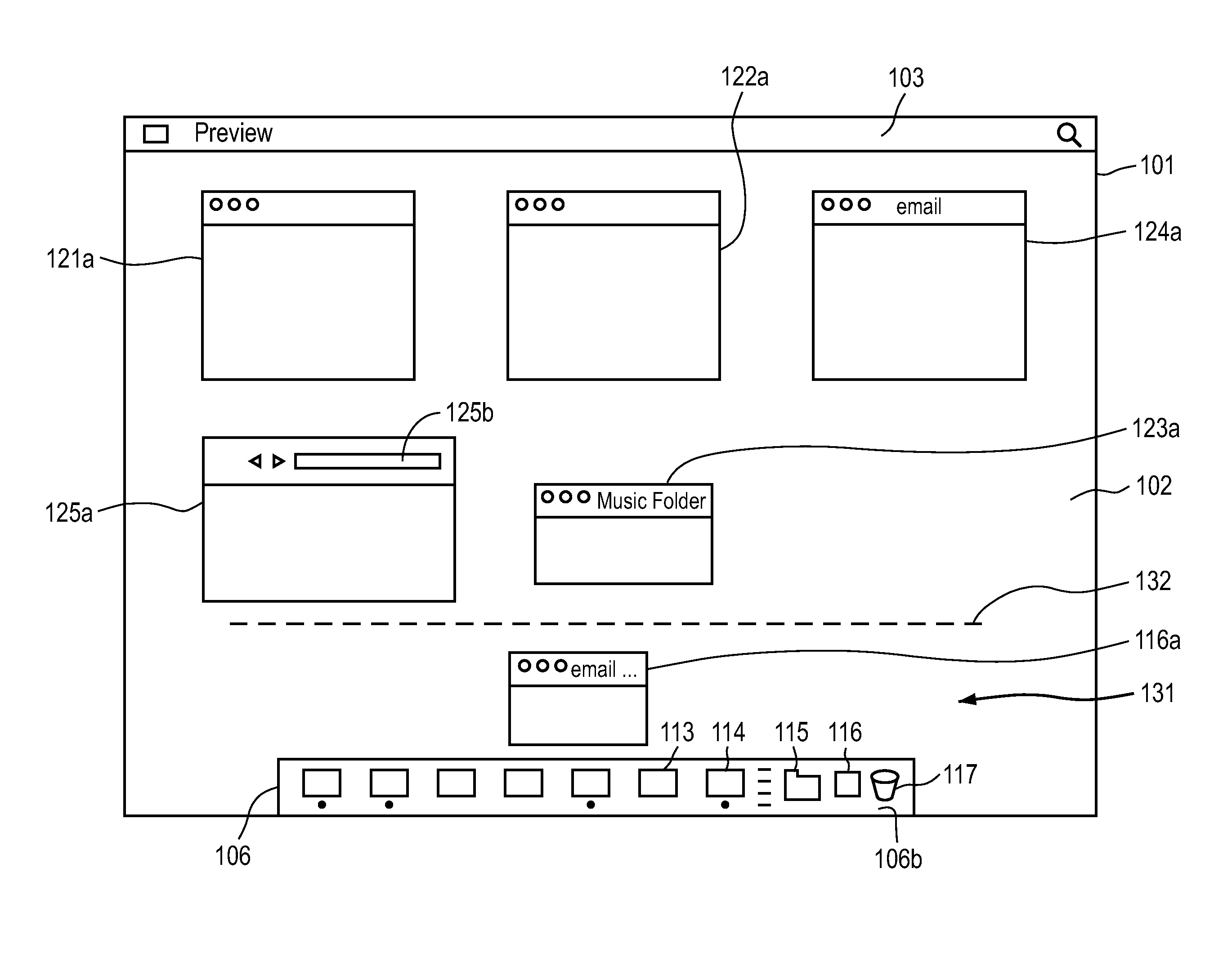 User interface for multiple display regions