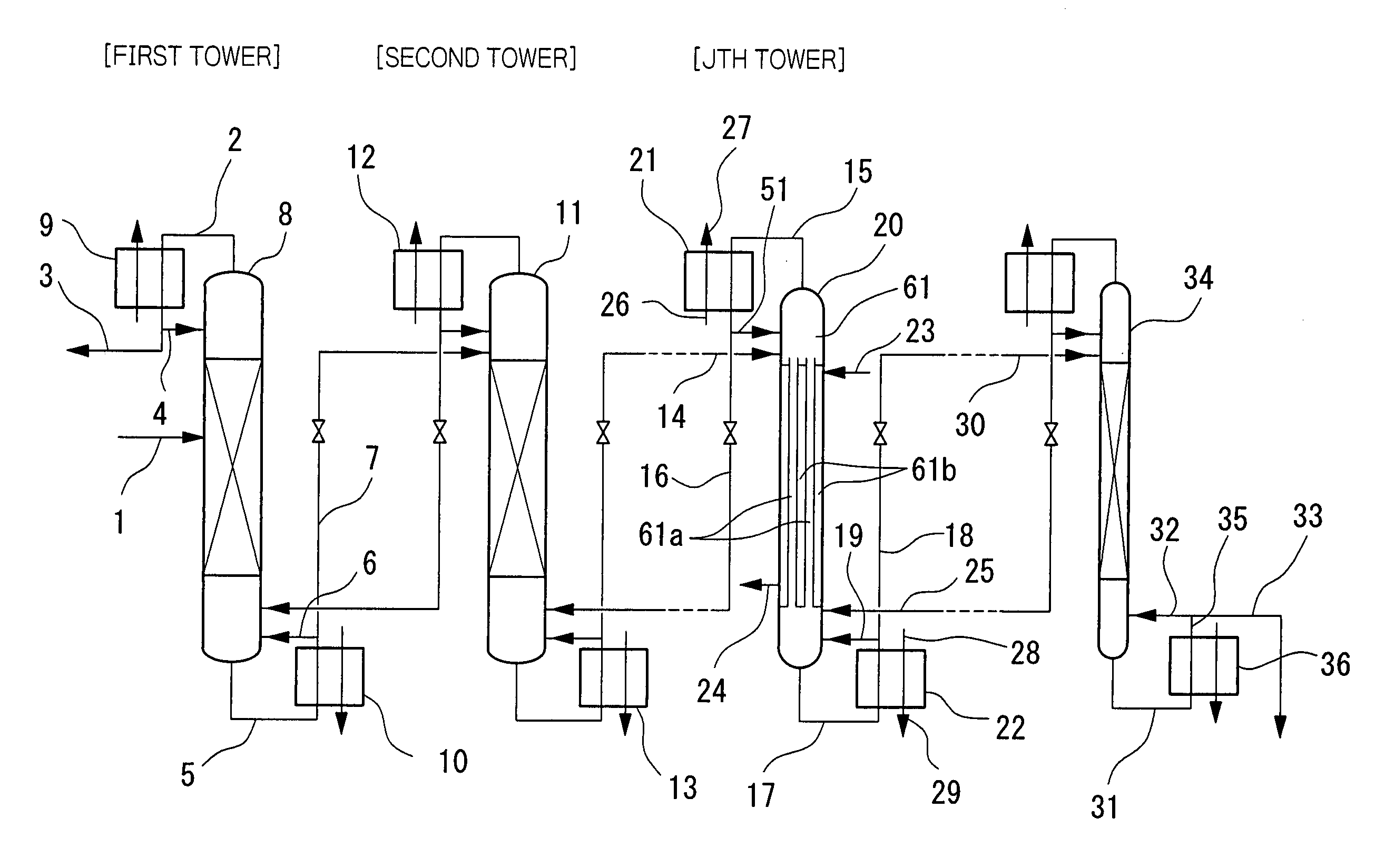 Method and device for separation and concentration by evaporation of mixture with separation factor of approx.1