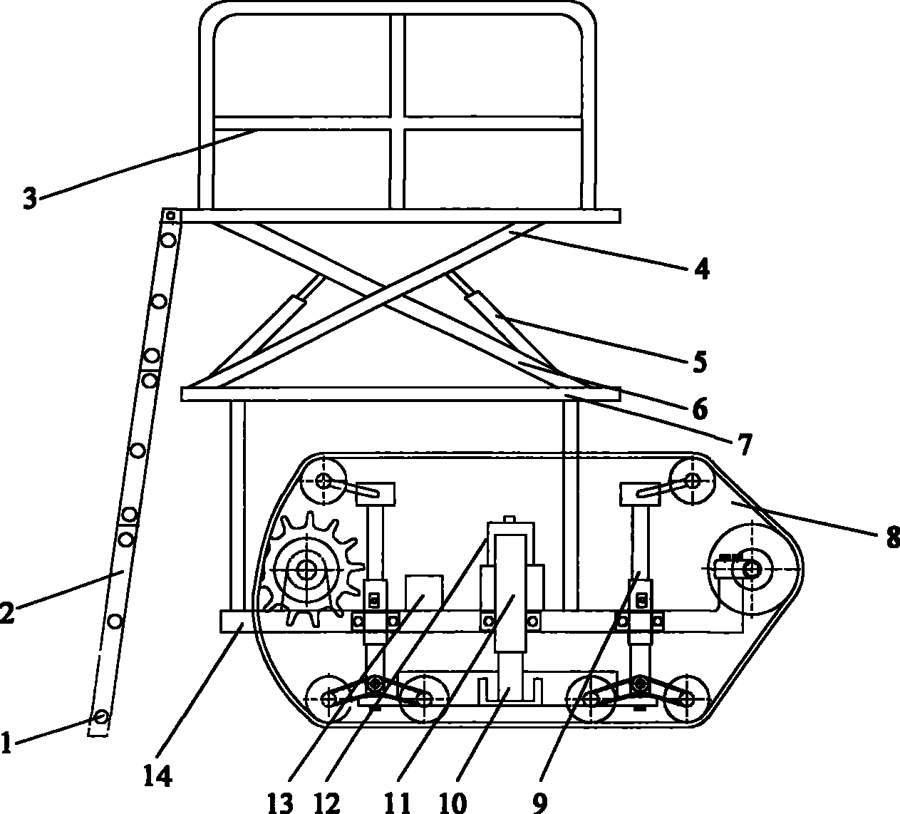 Leveling hillside orchard picking platform