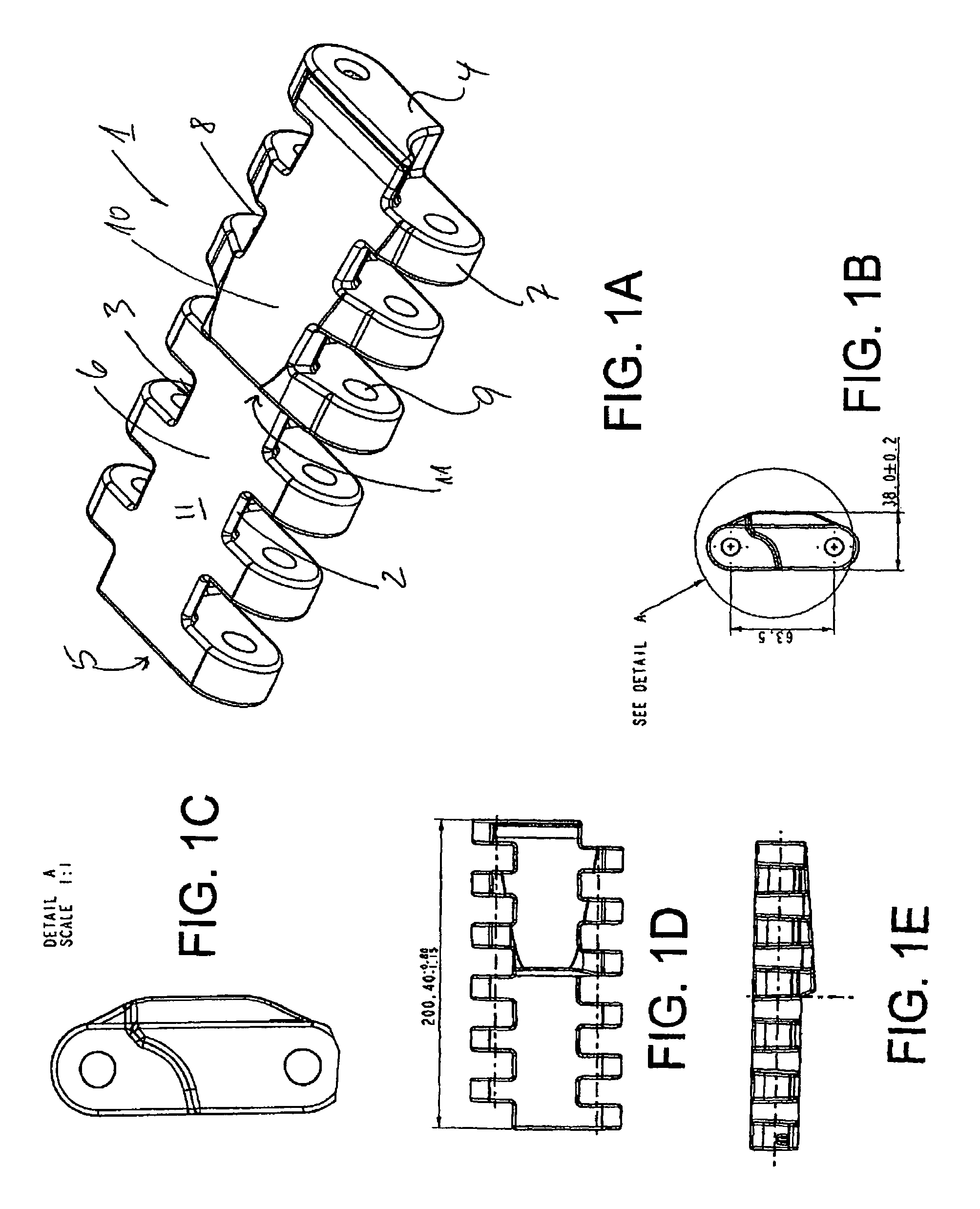 Belt link with half the surface inclined